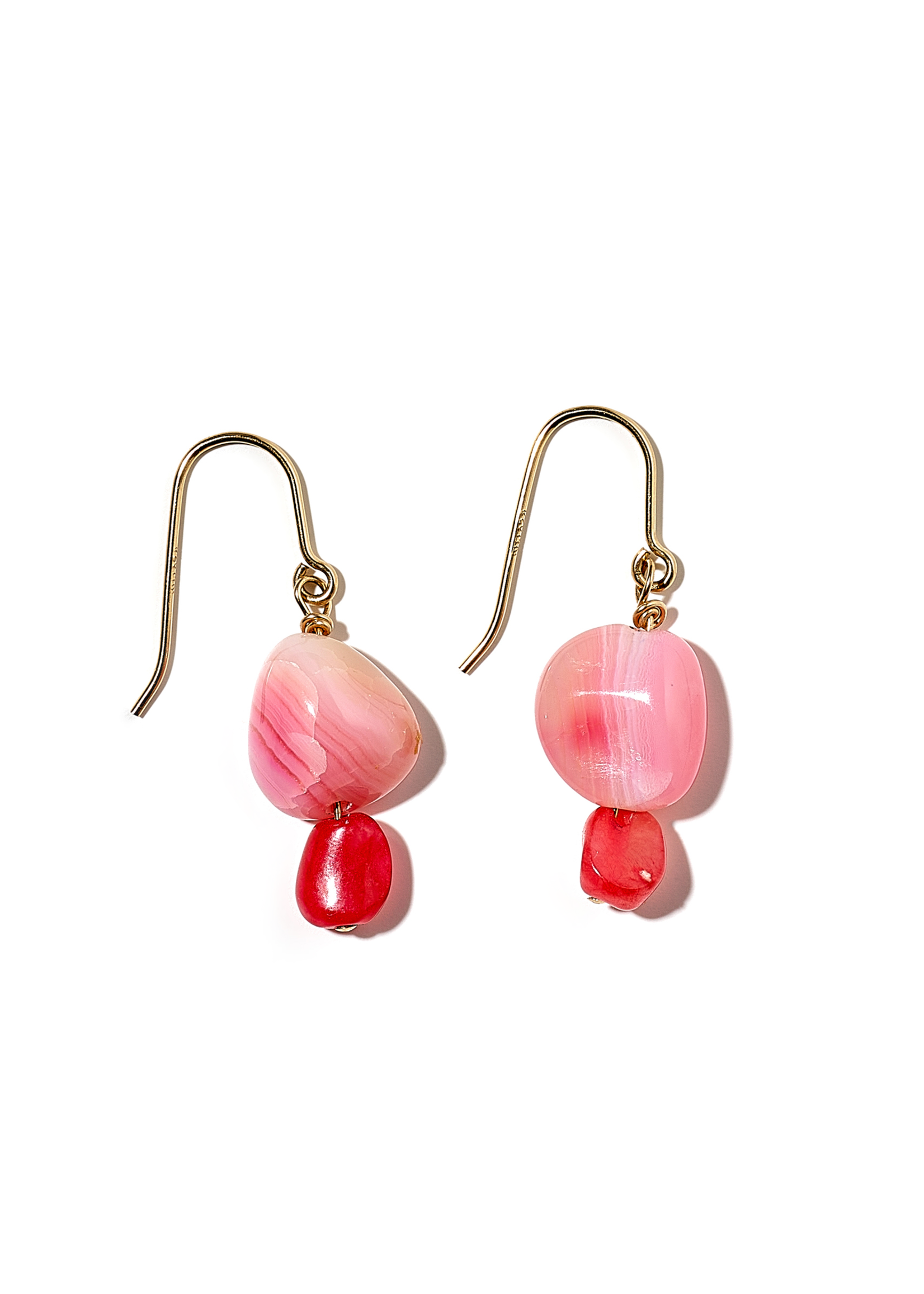 UNIKAT, Ohrhänger,  rosa Achat, 14K gold filled