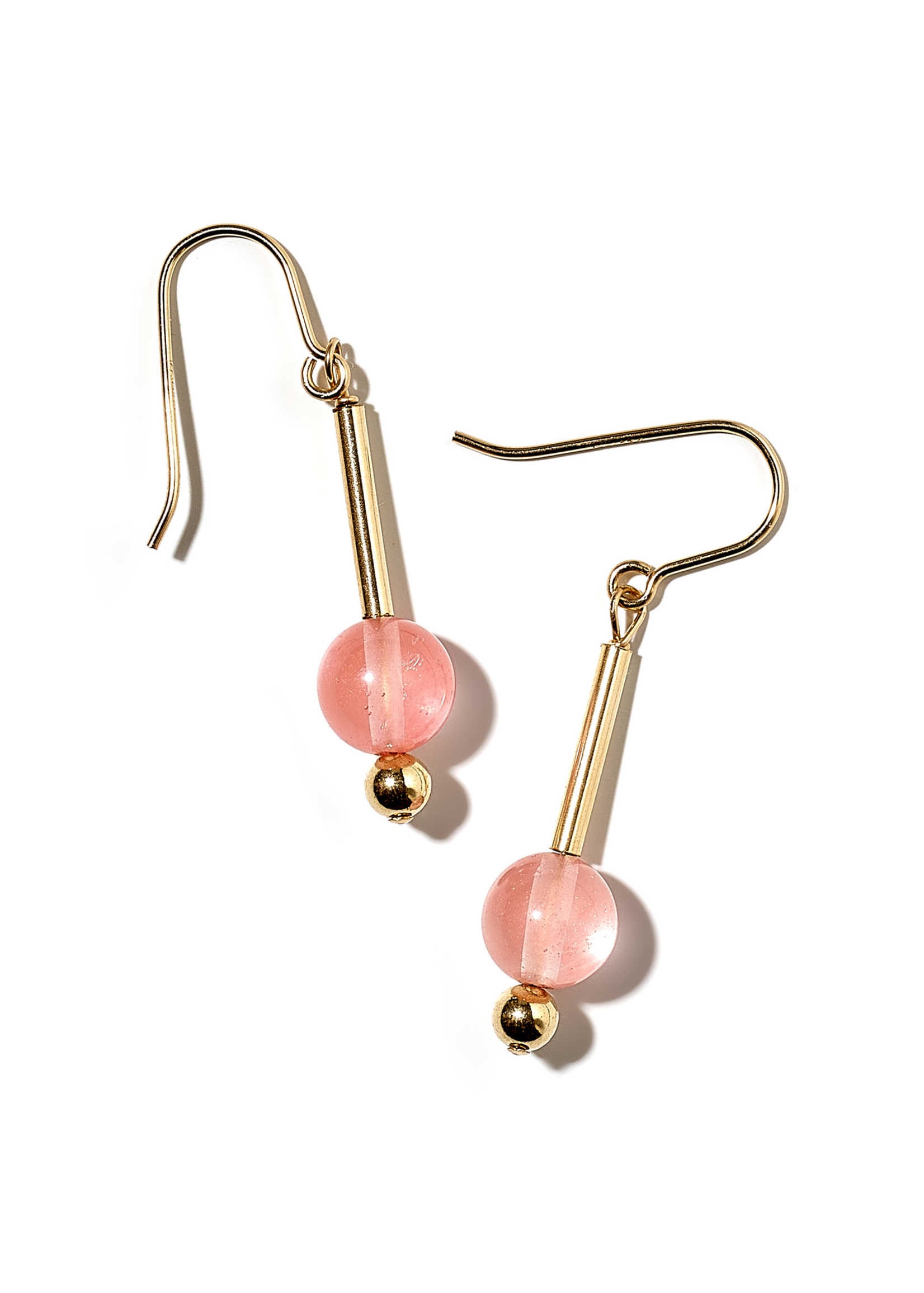 NANA LOU, Ohrhänger, 14-karat gold filled, rosa Quarz