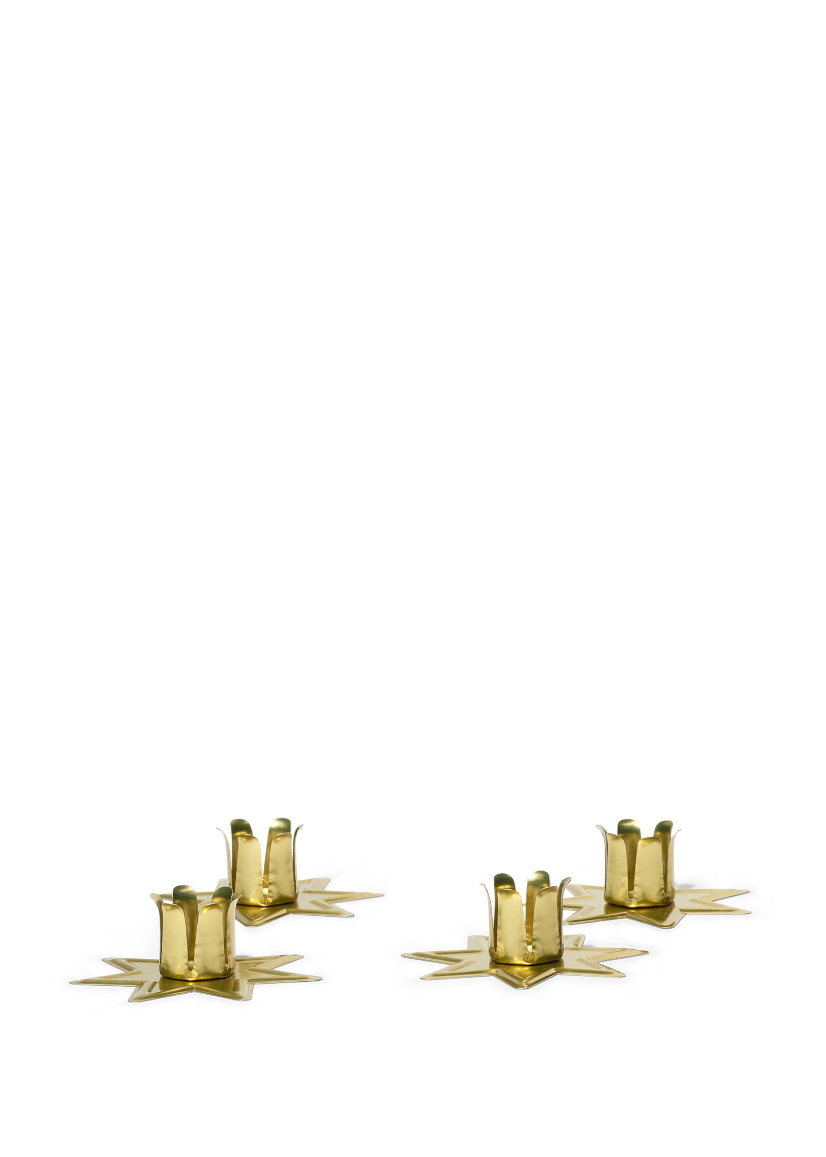 4 goldene, sternförmige Kerzenständer