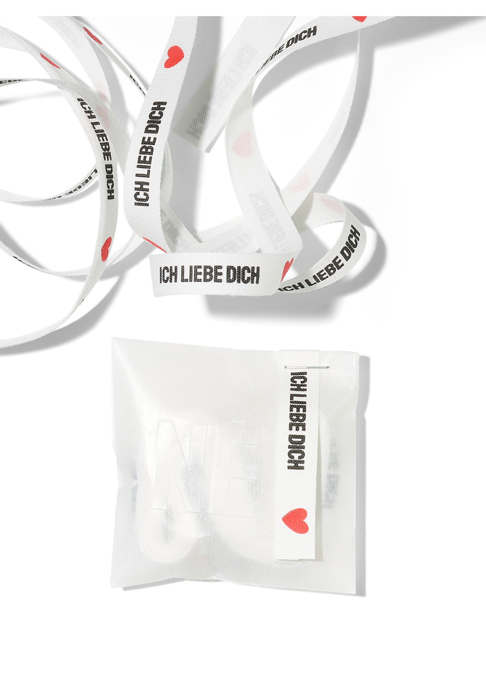 3 Meter ICH LIEBE DICH, Baumwollband in zwei Breiten