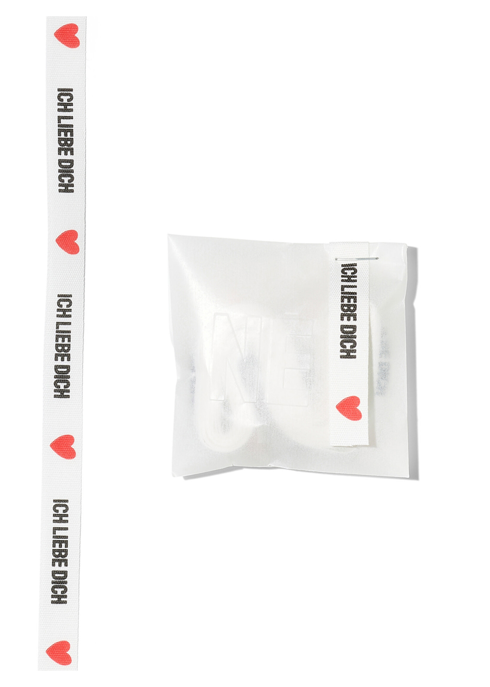 3 Meter ICH LIEBE DICH, Baumwollband in zwei Breiten