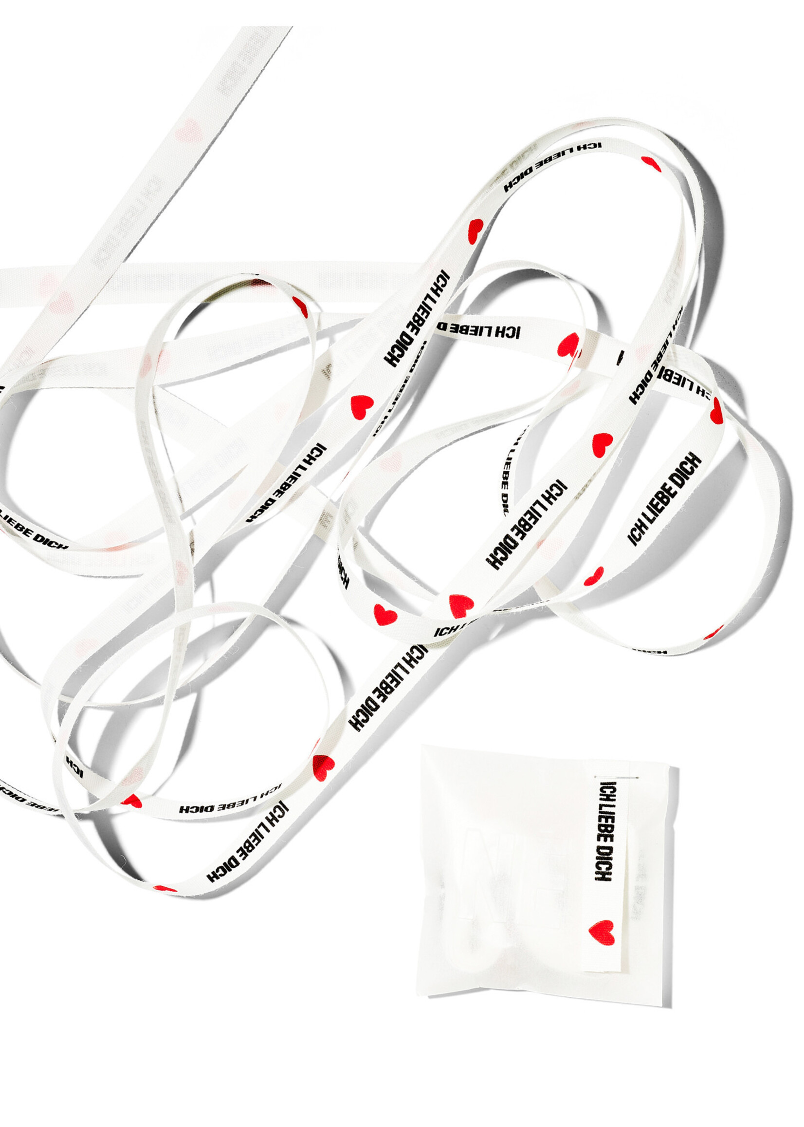 3 Meter ICH LIEBE DICH, Baumwollband in zwei Breiten
