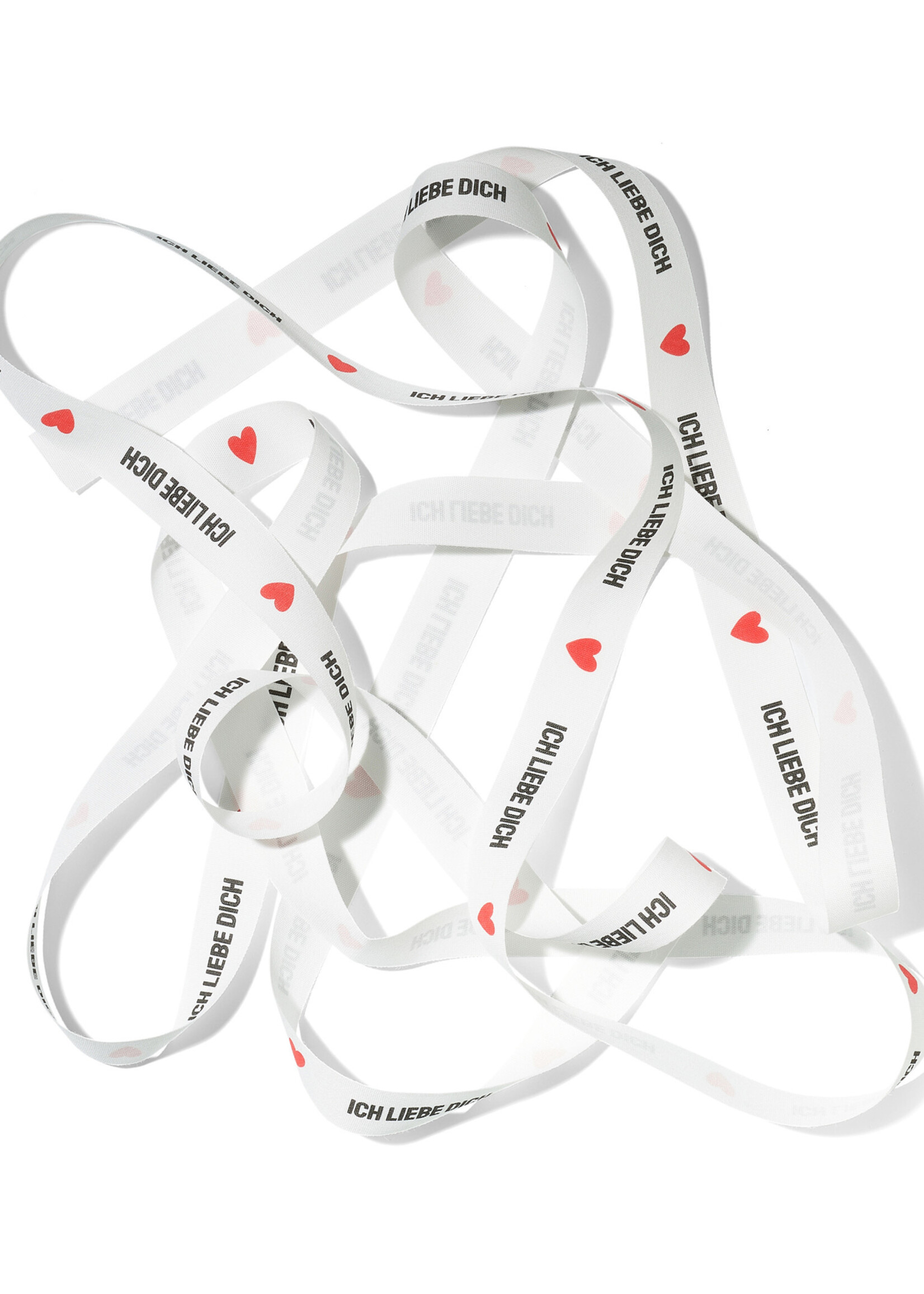 3 Meter ICH LIEBE DICH, Baumwollband in zwei Breiten