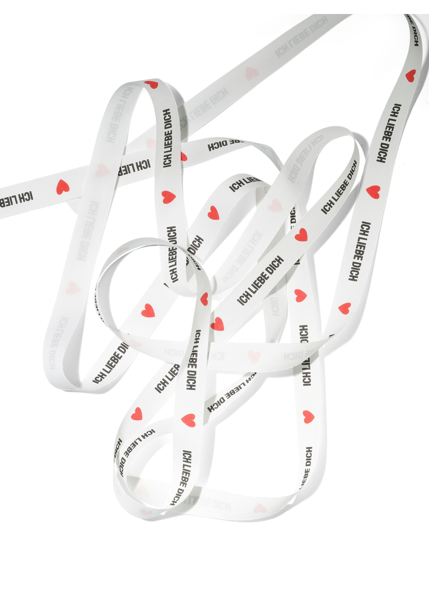 3 Meter ICH LIEBE DICH, Baumwollband in zwei Breiten