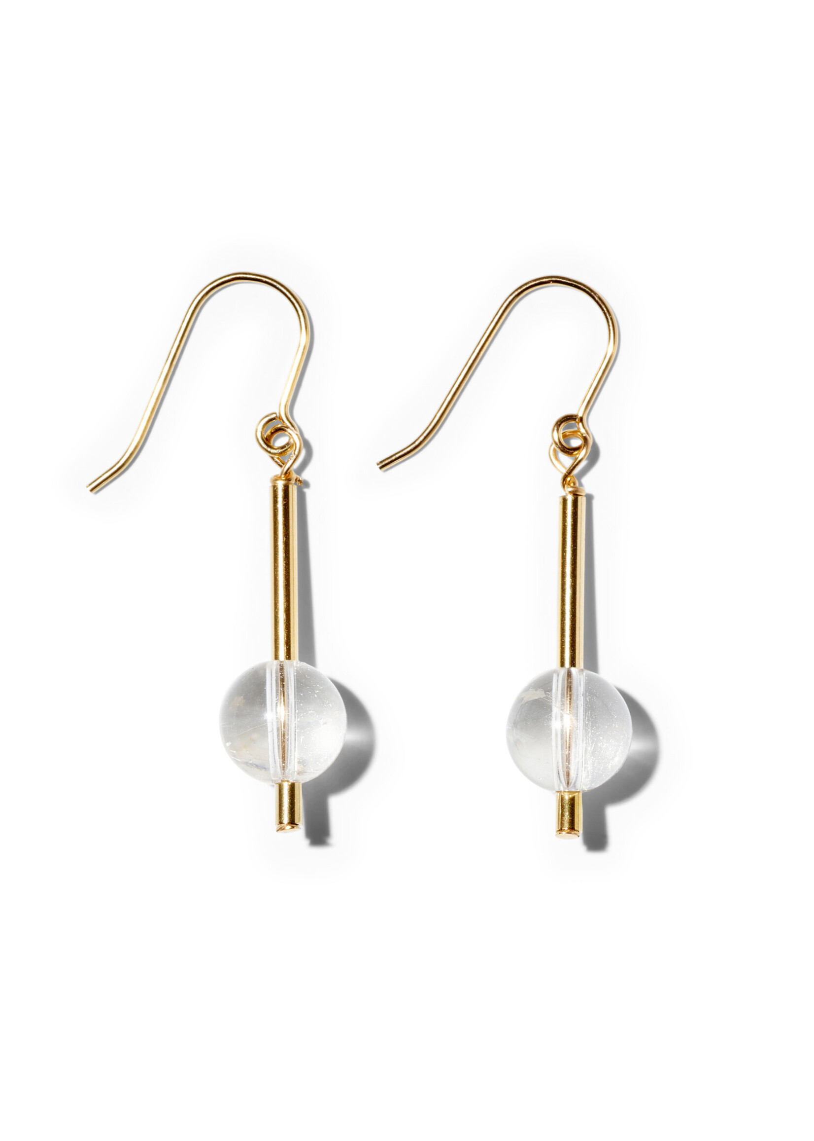 NANA, Ohrhänger, 14K gold filled, Bergkristall, rund