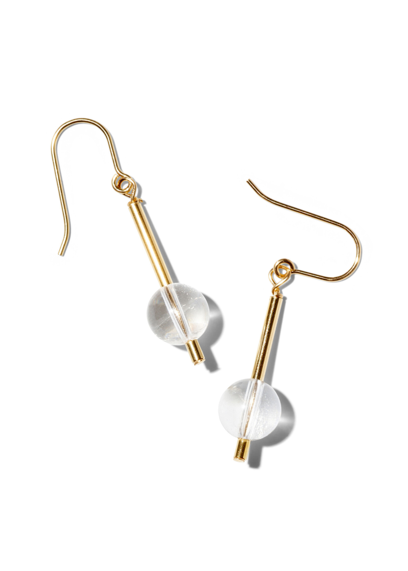 NANA, Ohrhänger, 14K gold filled, Bergkristall, rund