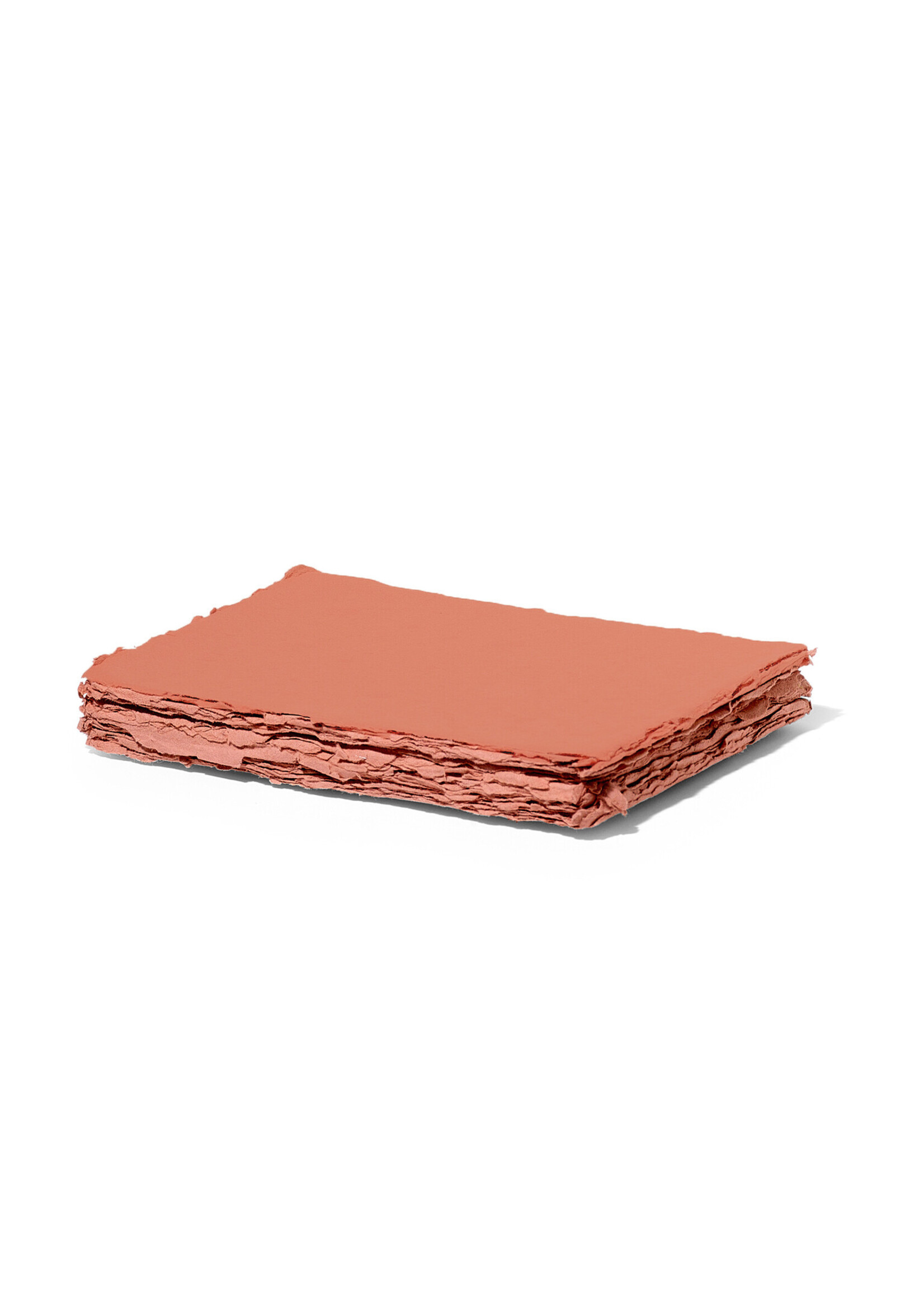 5 handgeschöpfte Baumwollpapiere ink. Couverts, zwei Formate, TERRACOTTA