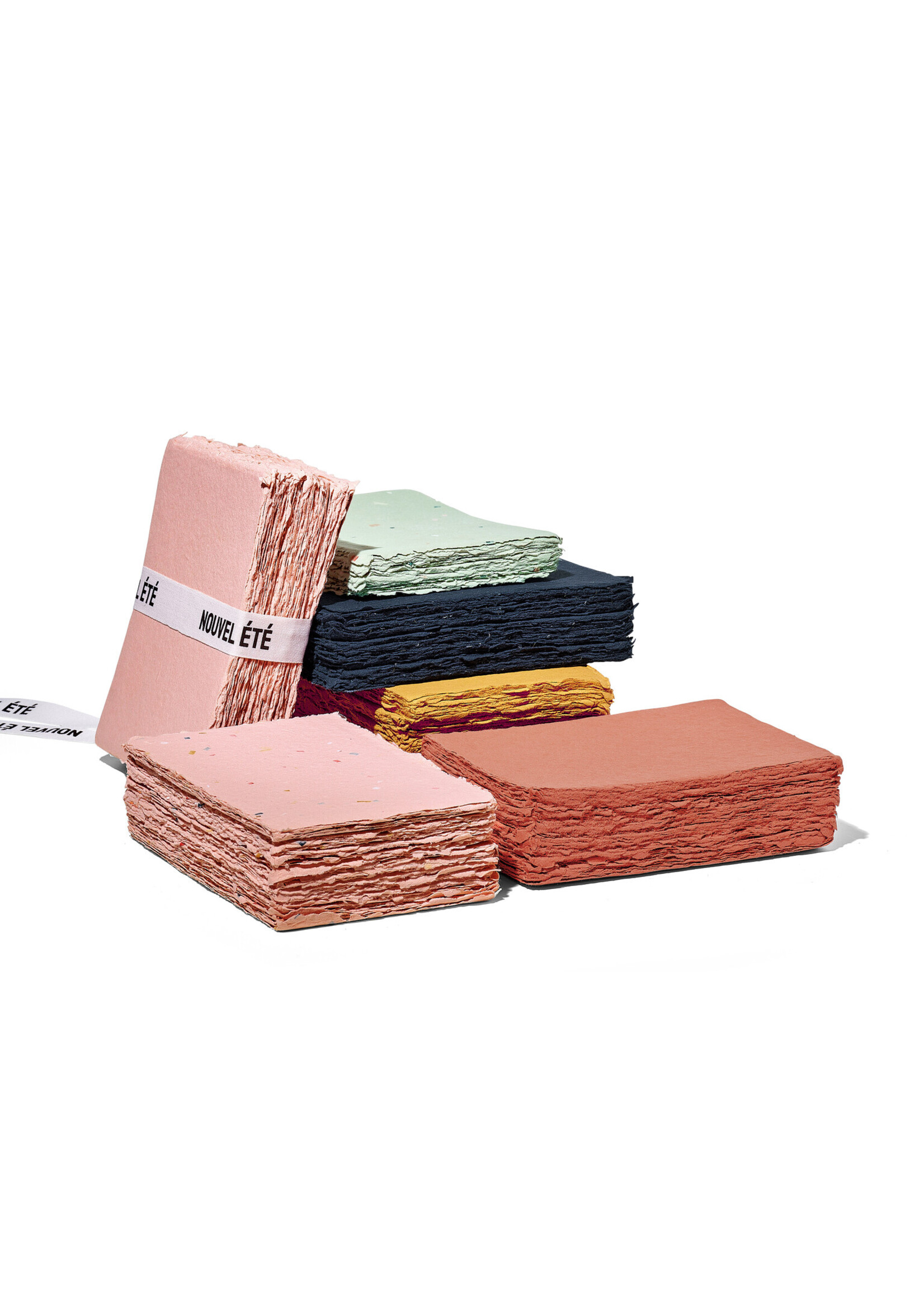 5 handgeschöpfte Baumwollpapiere ink. Couverts, zwei Formate, TERRACOTTA