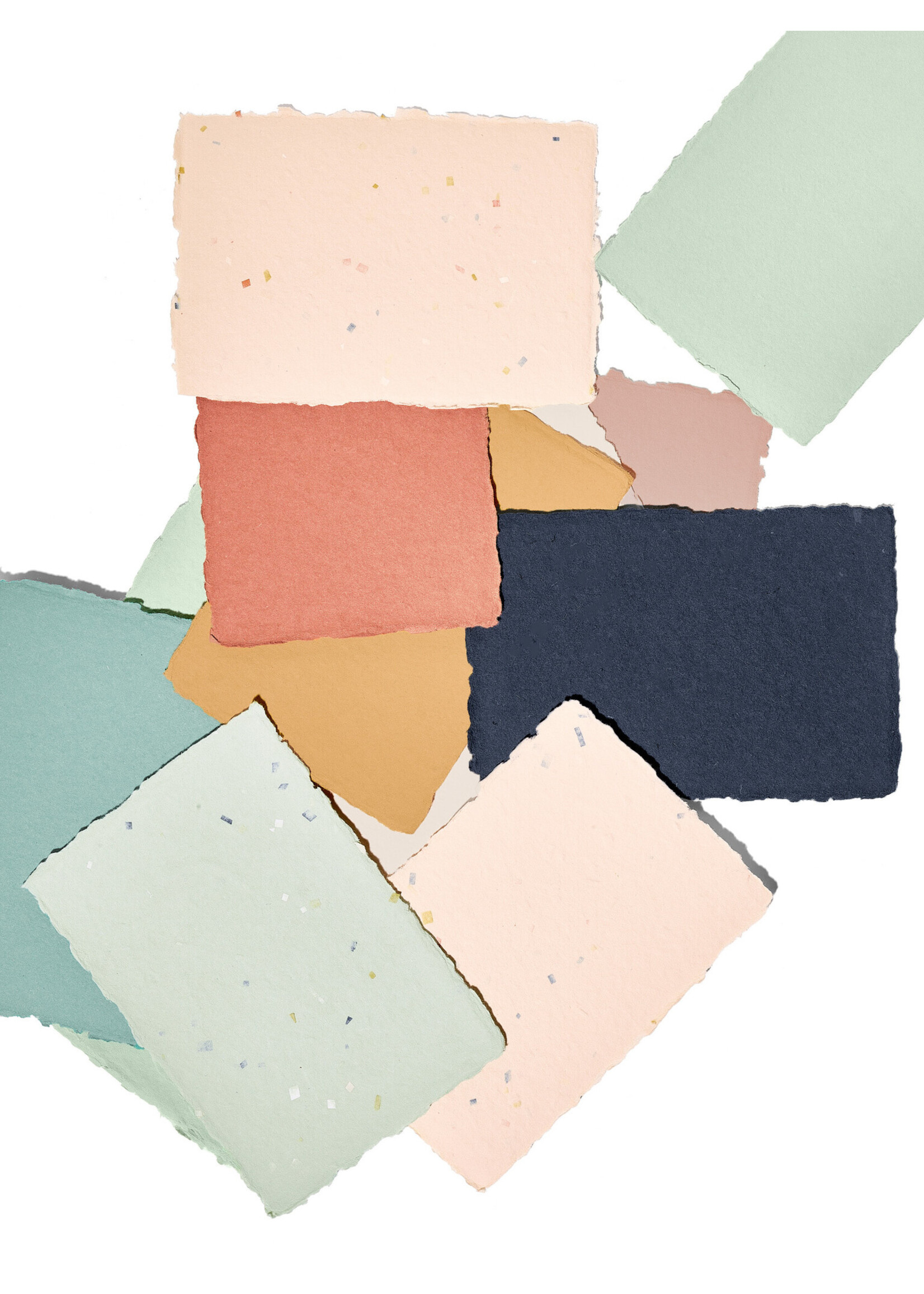 5 handgeschöpfte Baumwollpapiere inkl. Couverts, zwei Formate, EUCALYPTUS