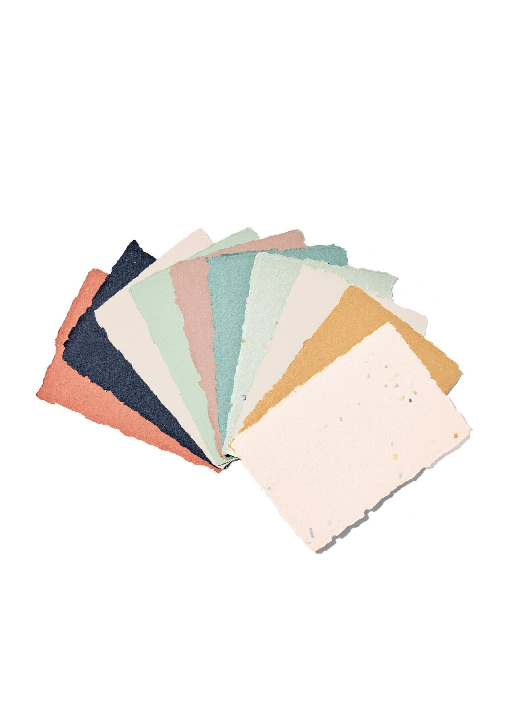 5 handgeschöpfte Baumwollpapiere inkl. Couverts, zwei Formate, HELLROSA-TERRAZZO