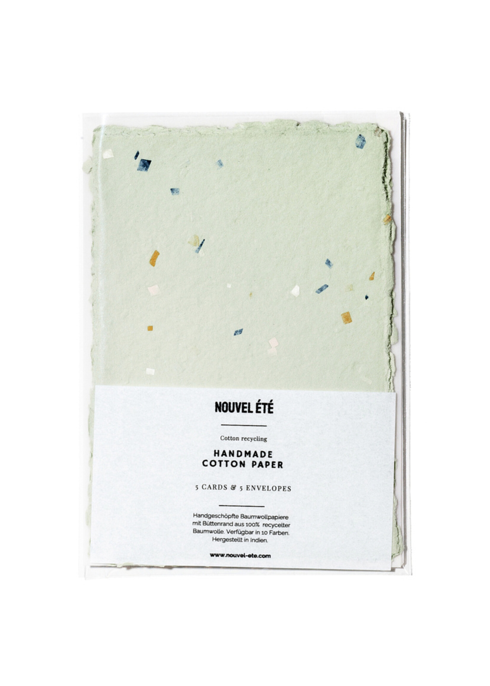 5 handgeschöpfte Baumwollpapiere inkl. Couverts, zwei Formate, JADE-TERRAZZO