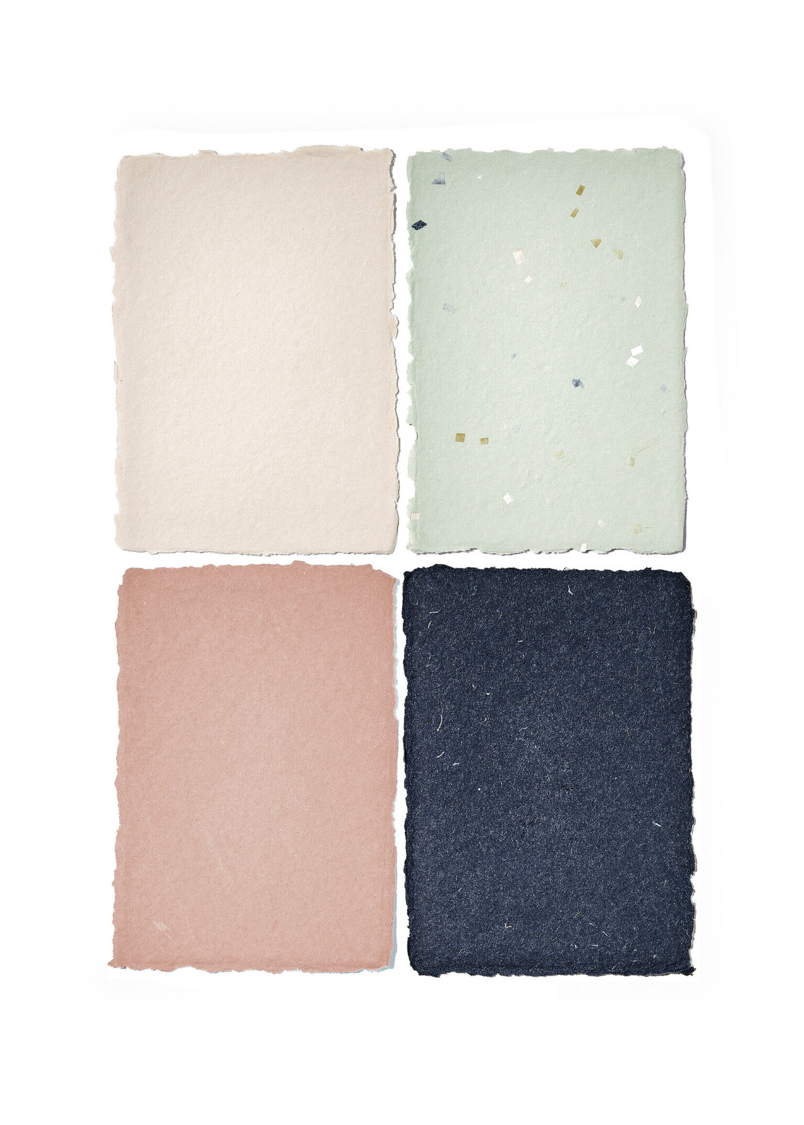 5 handgeschöpfte Baumwollpapiere inkl. Couverts, zwei Formate, JADE-TERRAZZO