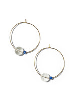 LALA, large hoop earrings, 14-karat gold filled, featuring rock crystal and lapis lazuli.