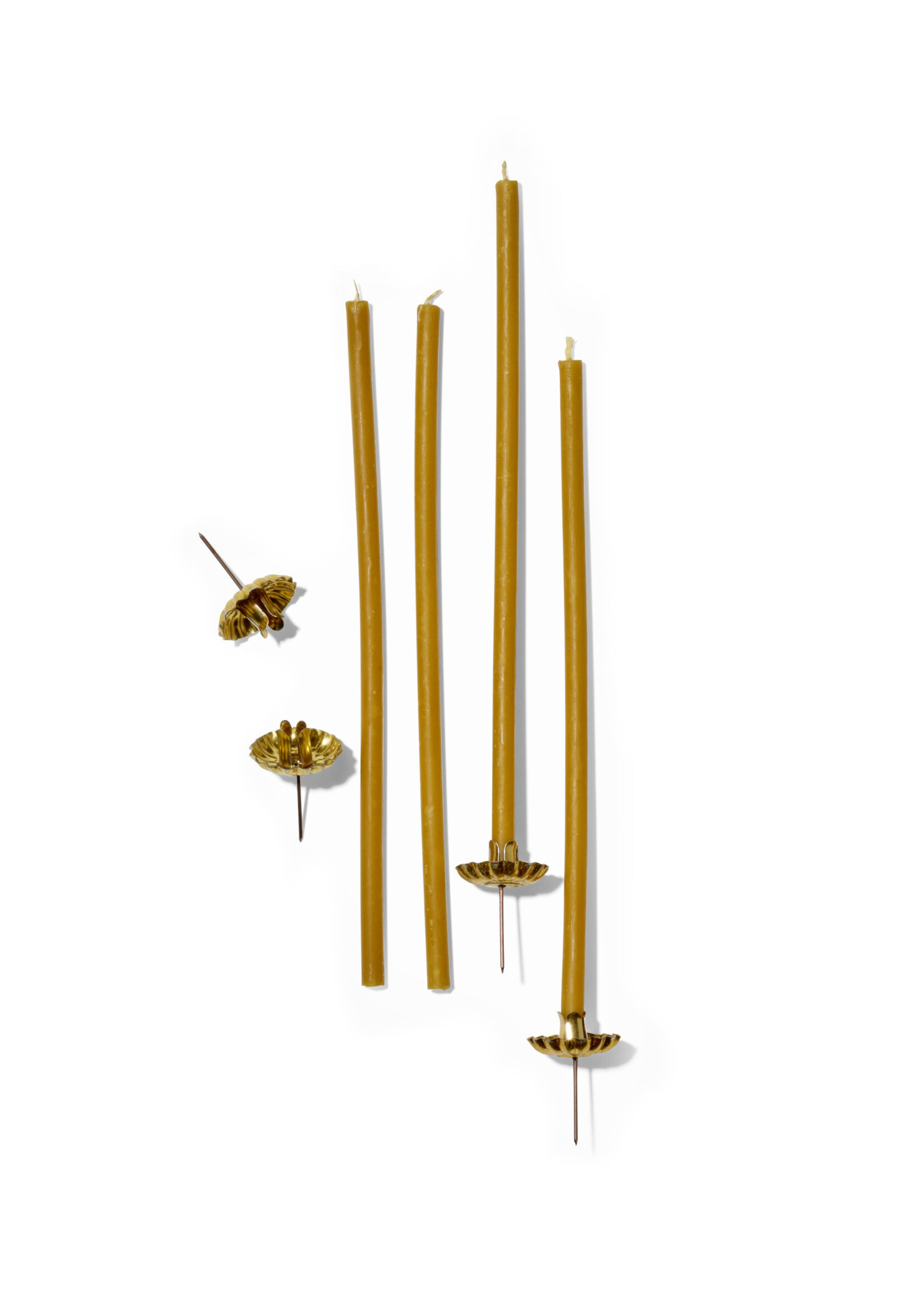 4 Mini Kerzenhalter mit Stecknadel, gold