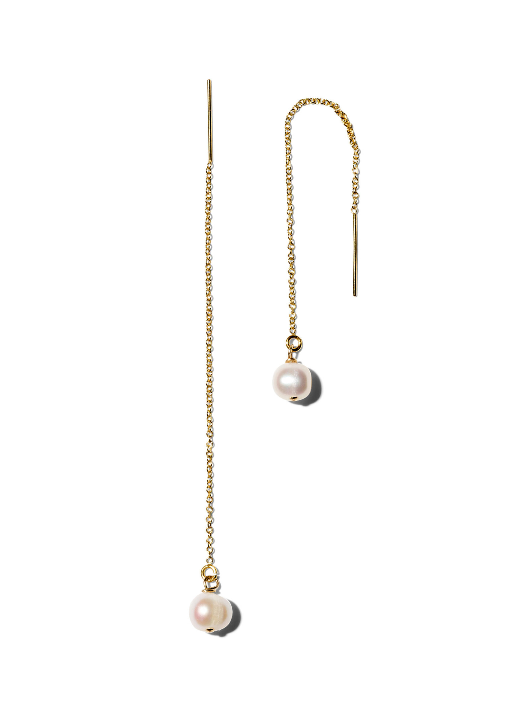 BILLIE, chain earrings, 14K gold filled, freshwater cultured pearl