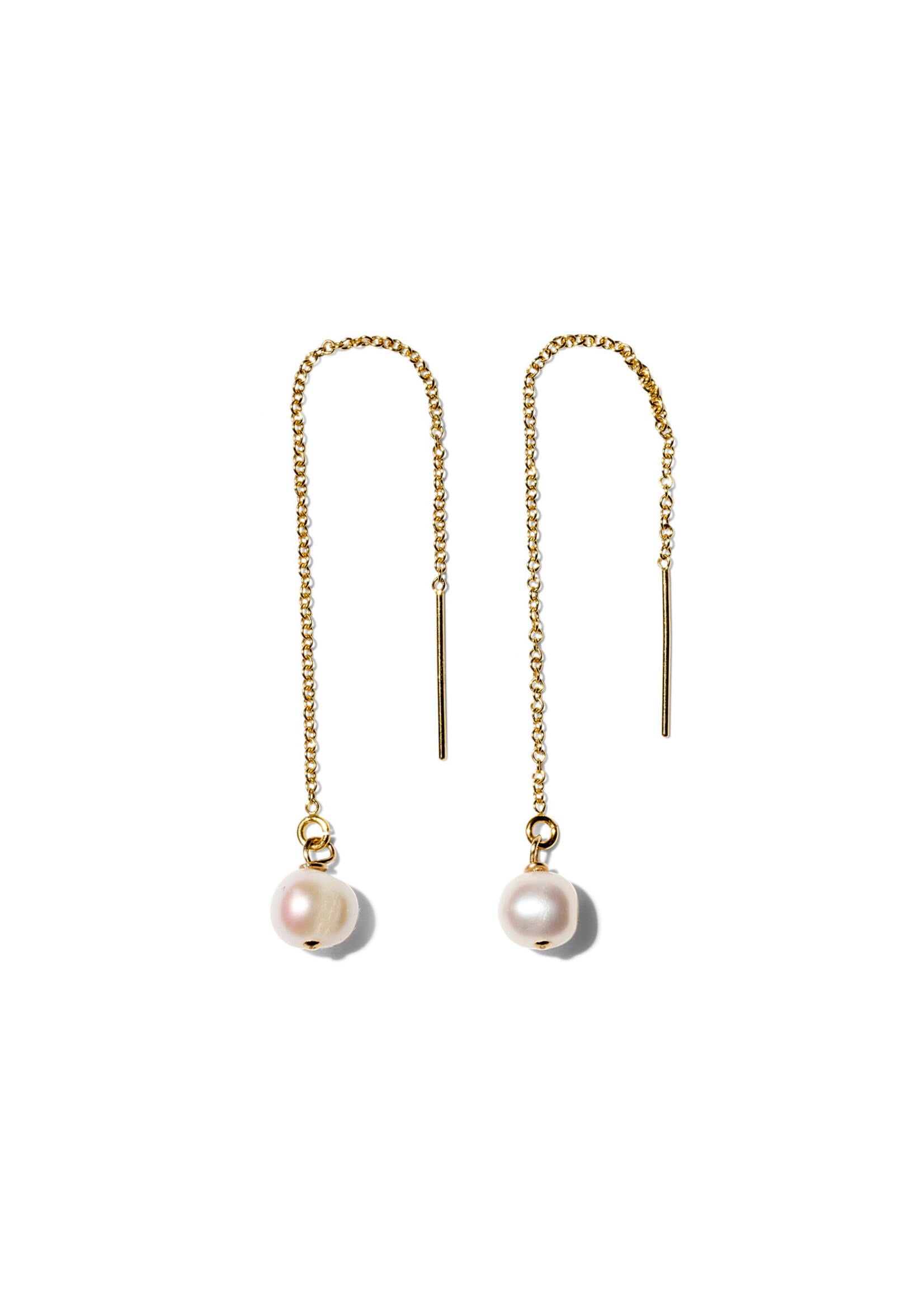 BILLIE, chain earrings, 14K gold filled, freshwater cultured pearl