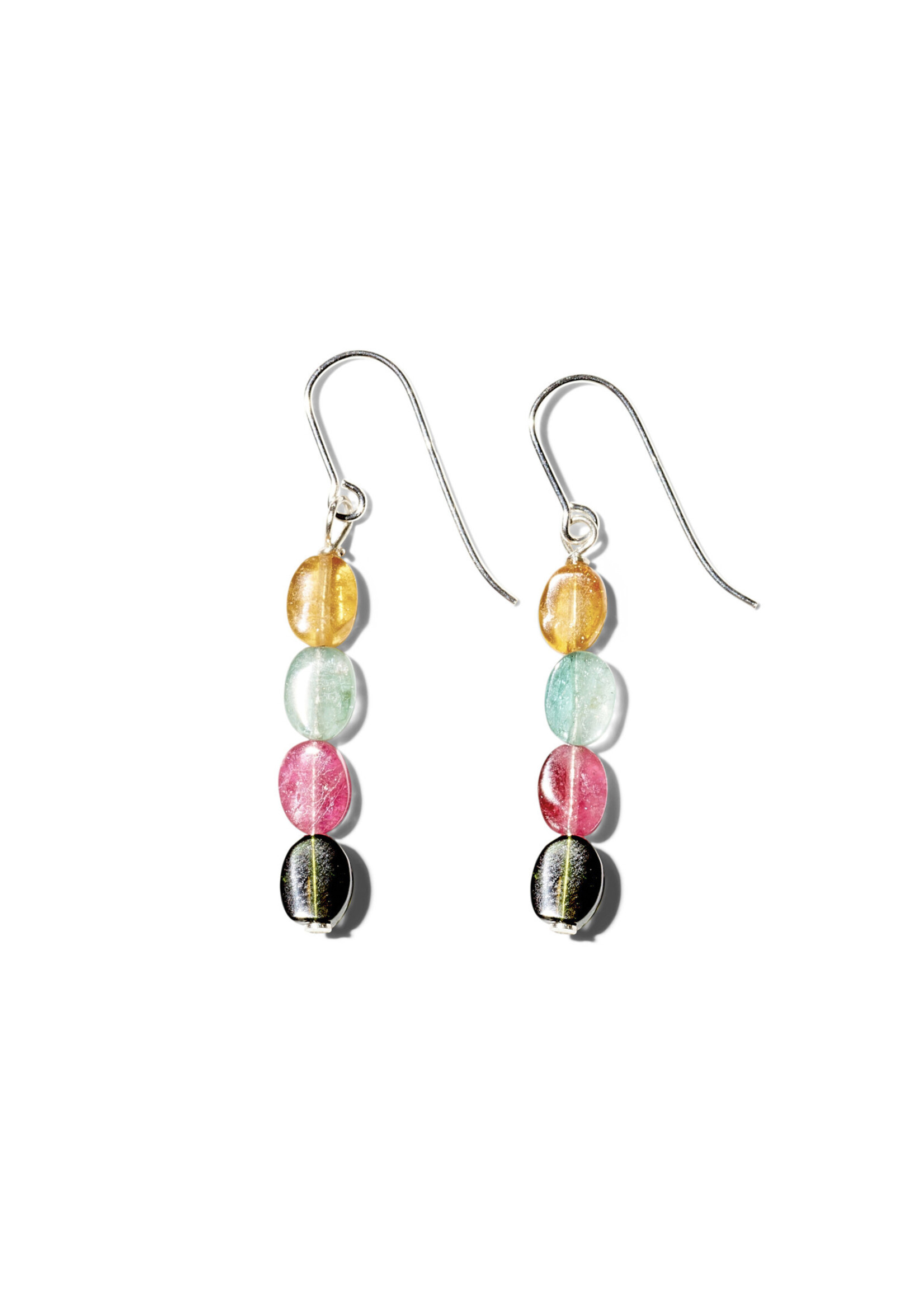 NANI, Ohrhänger, 925 Silber, Multi Turmaline oval