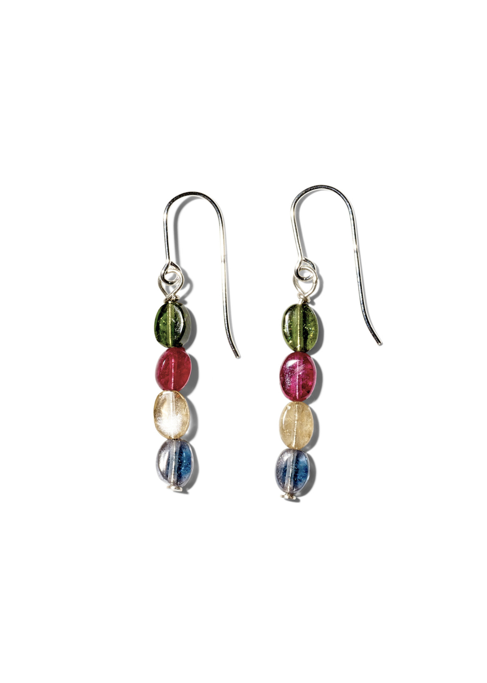 NANI, Ohrhänger, 925 Silber, Multi Turmaline oval