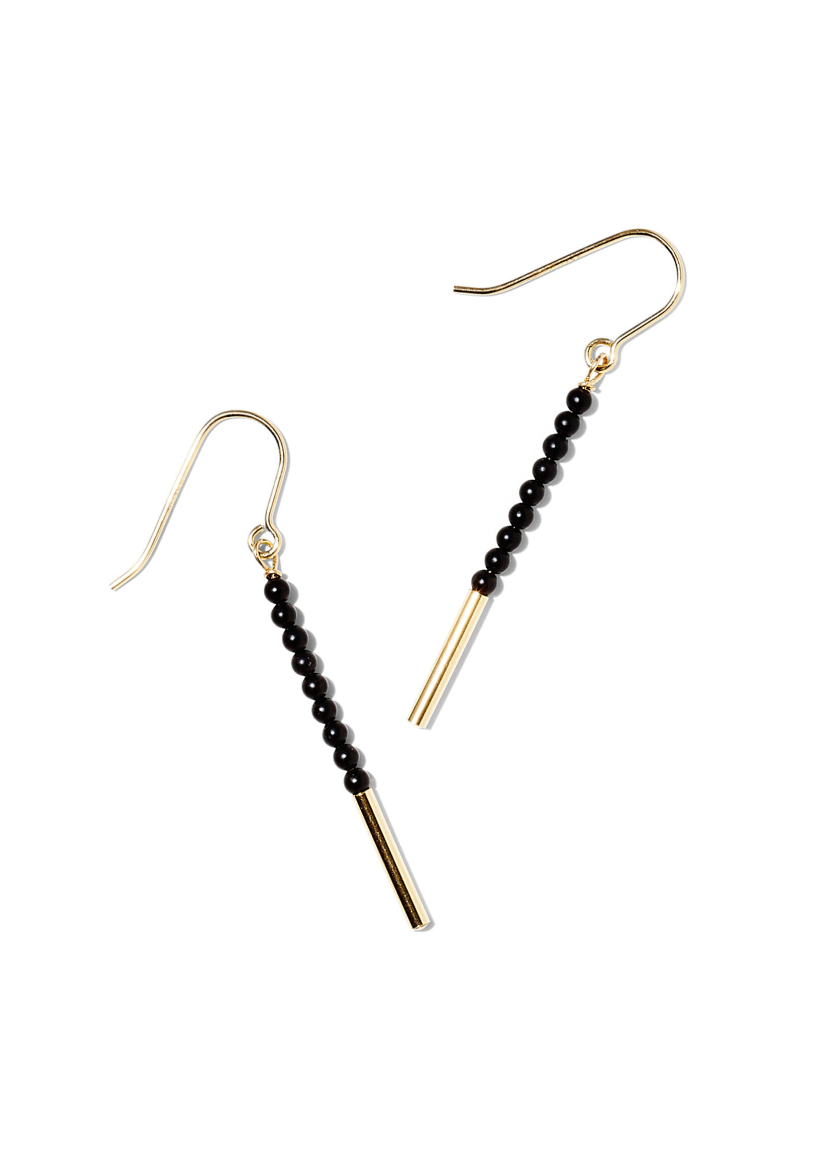 ANNA-MARIA, Ohrhänger, 14-karat gold filled, mattschwarzer Onyx