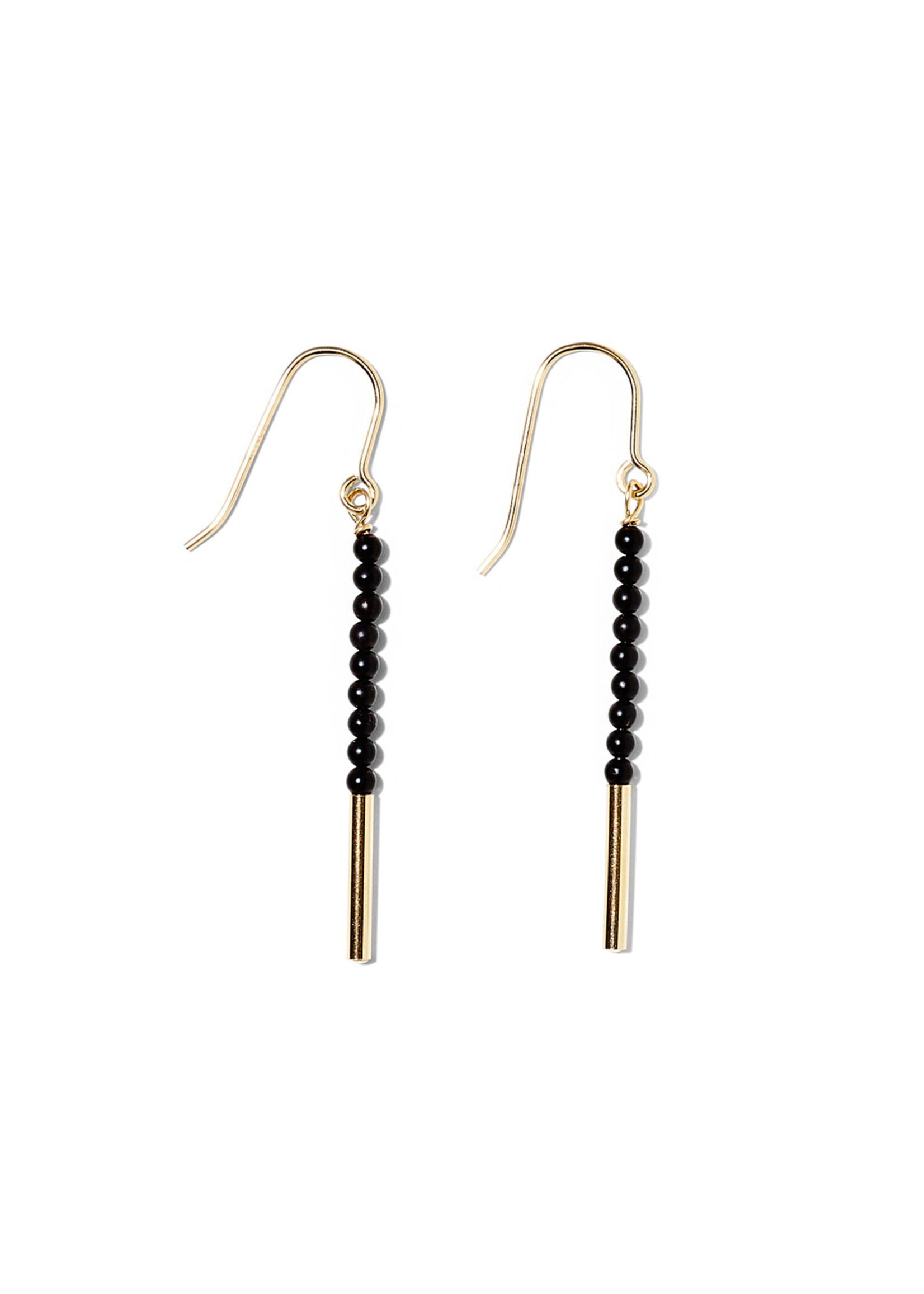 ANNA-MARIA, Ohrhänger, 14-karat gold filled, mattschwarzer Onyx