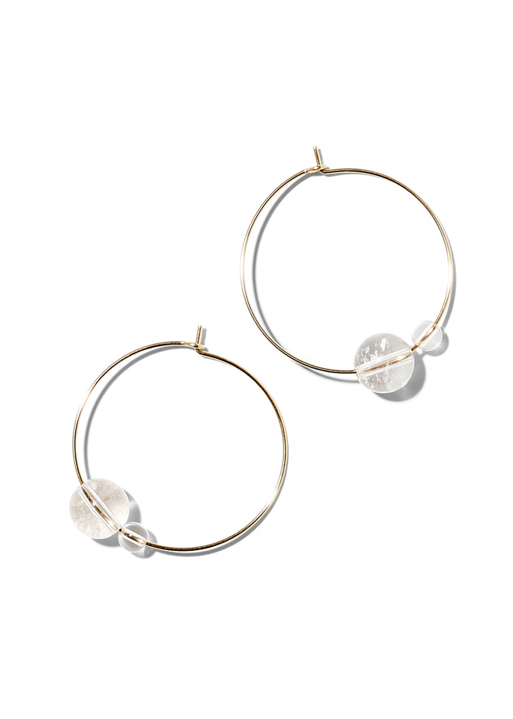 LALA, large hoop earrings, 14K gold filled, rock crystal