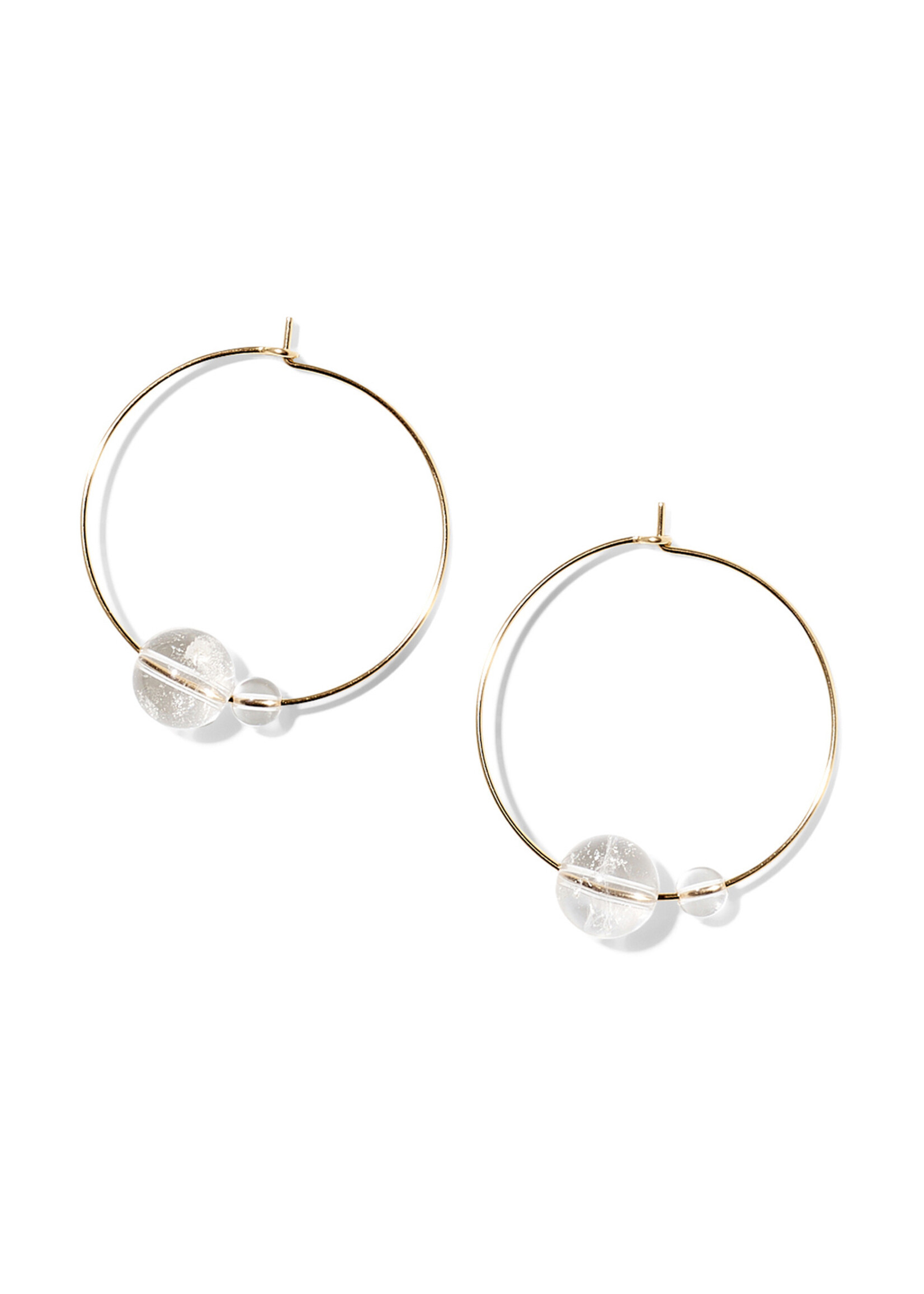 LALA, large hoop earrings, 14K gold filled, rock crystal