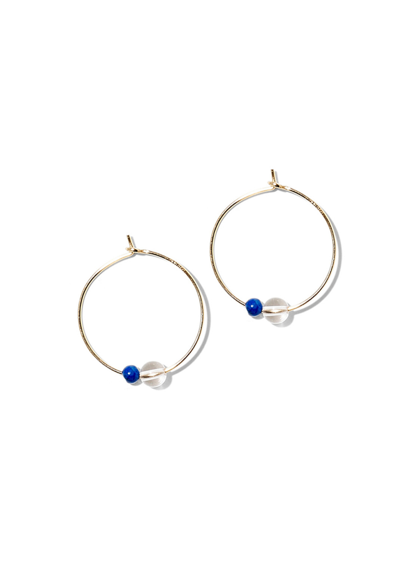 DANA, Kreolen klein, 14-karat gold filled, Bergkristall, Lapis Lazuli