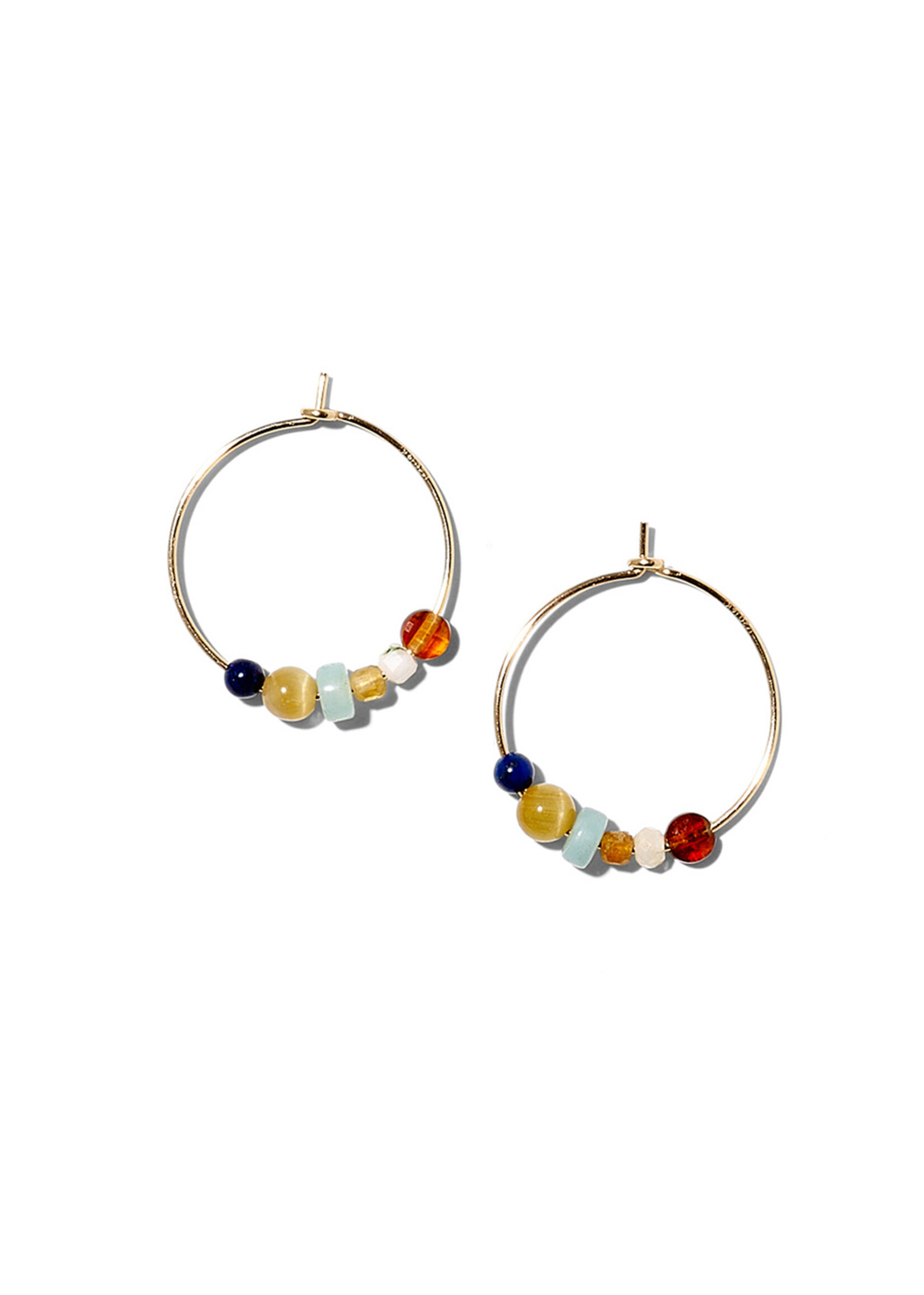 LOUISE, small hoops, 14-karat gold filled, various gemstones