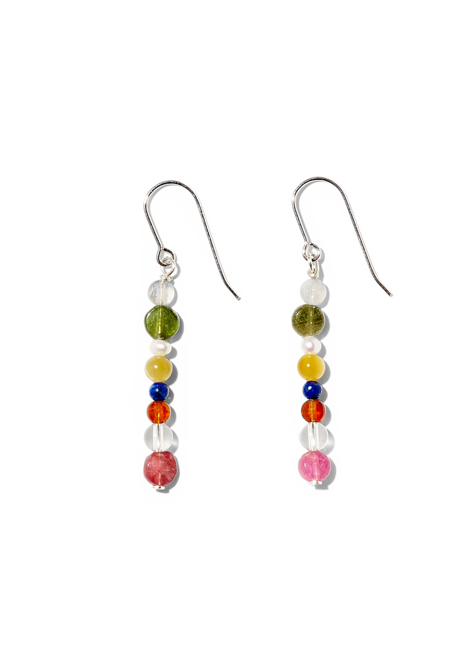 JOY, boucles d'oreilles pendantes, argent 925, différentes pierres précieuses.