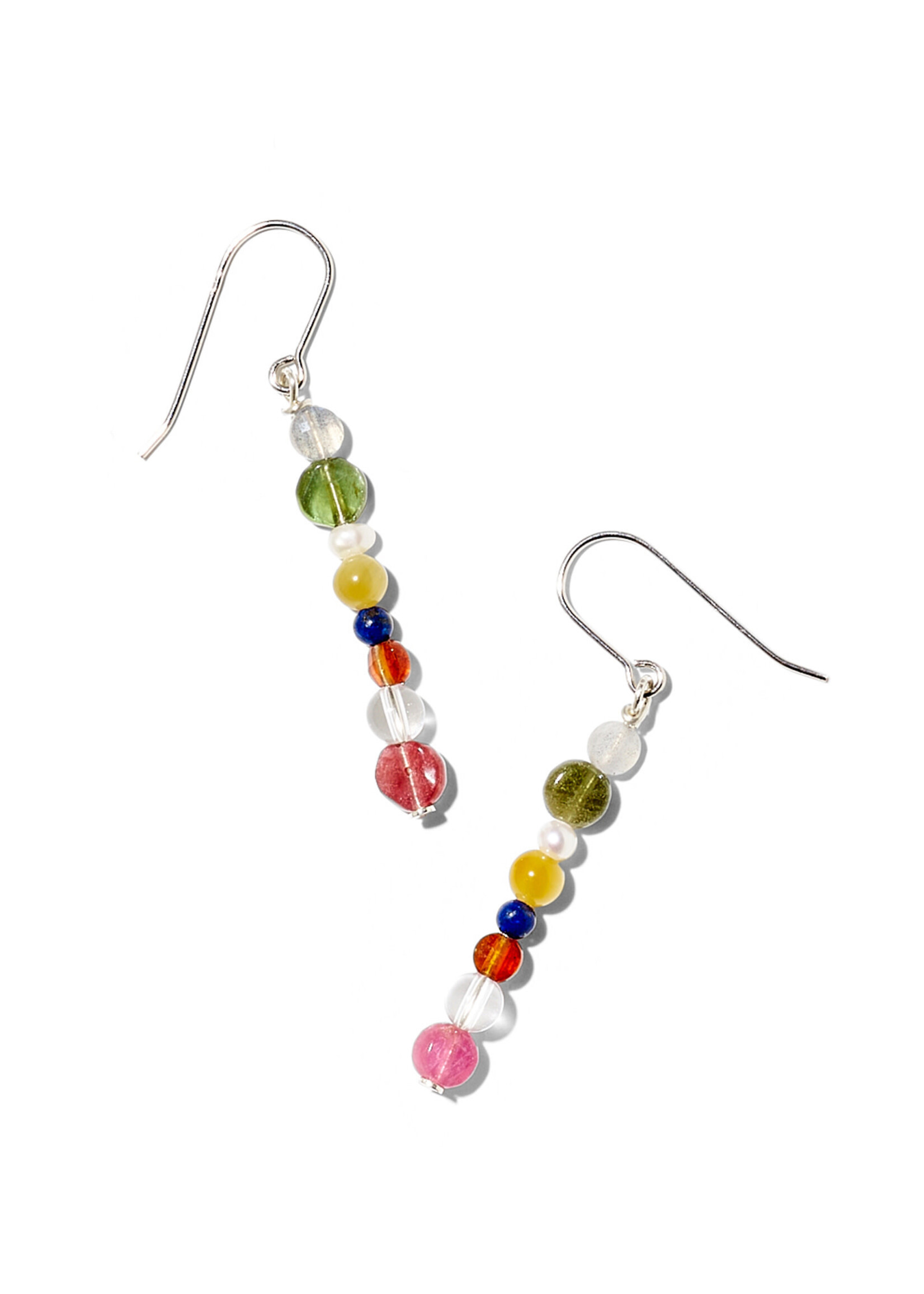 JOY, boucles d'oreilles pendantes, argent 925, différentes pierres précieuses.