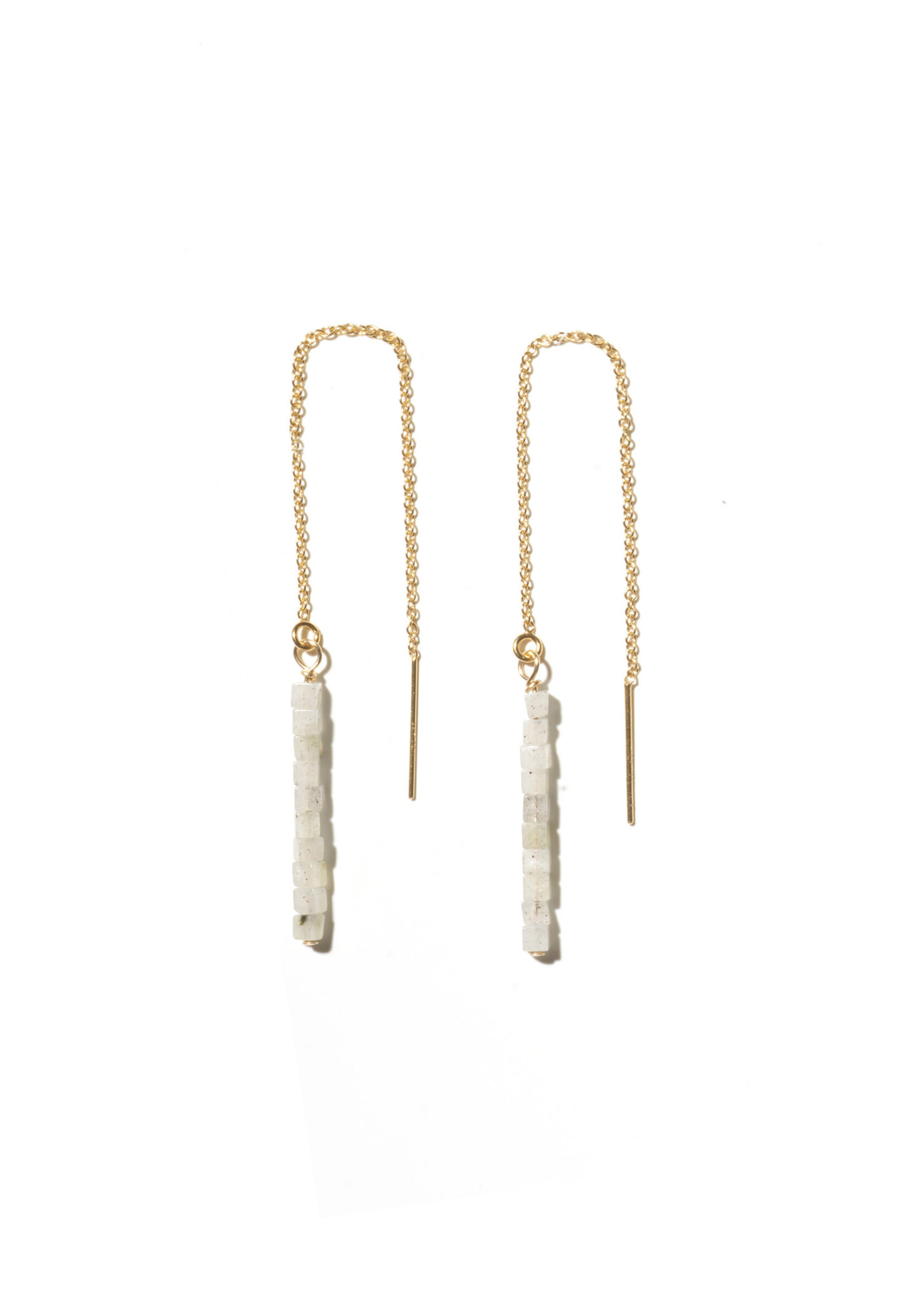 ANNA, chain earrings, 14-karat gold filled, labradorite gemstones