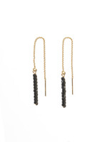 ANNA, chain earrings, 14-karat gold filled, black spinel gemstones