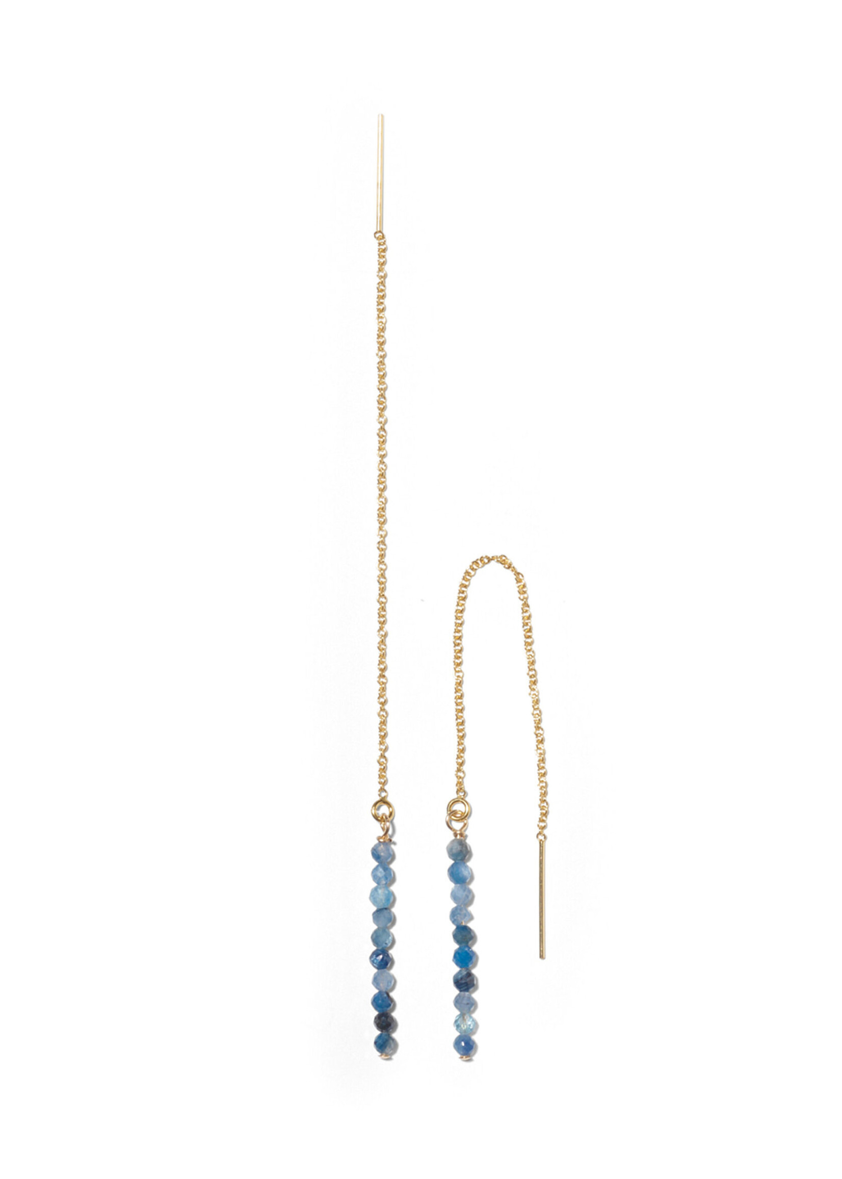 ANNA, chain earrings, 14-carat gold filled, cyanite gemstones