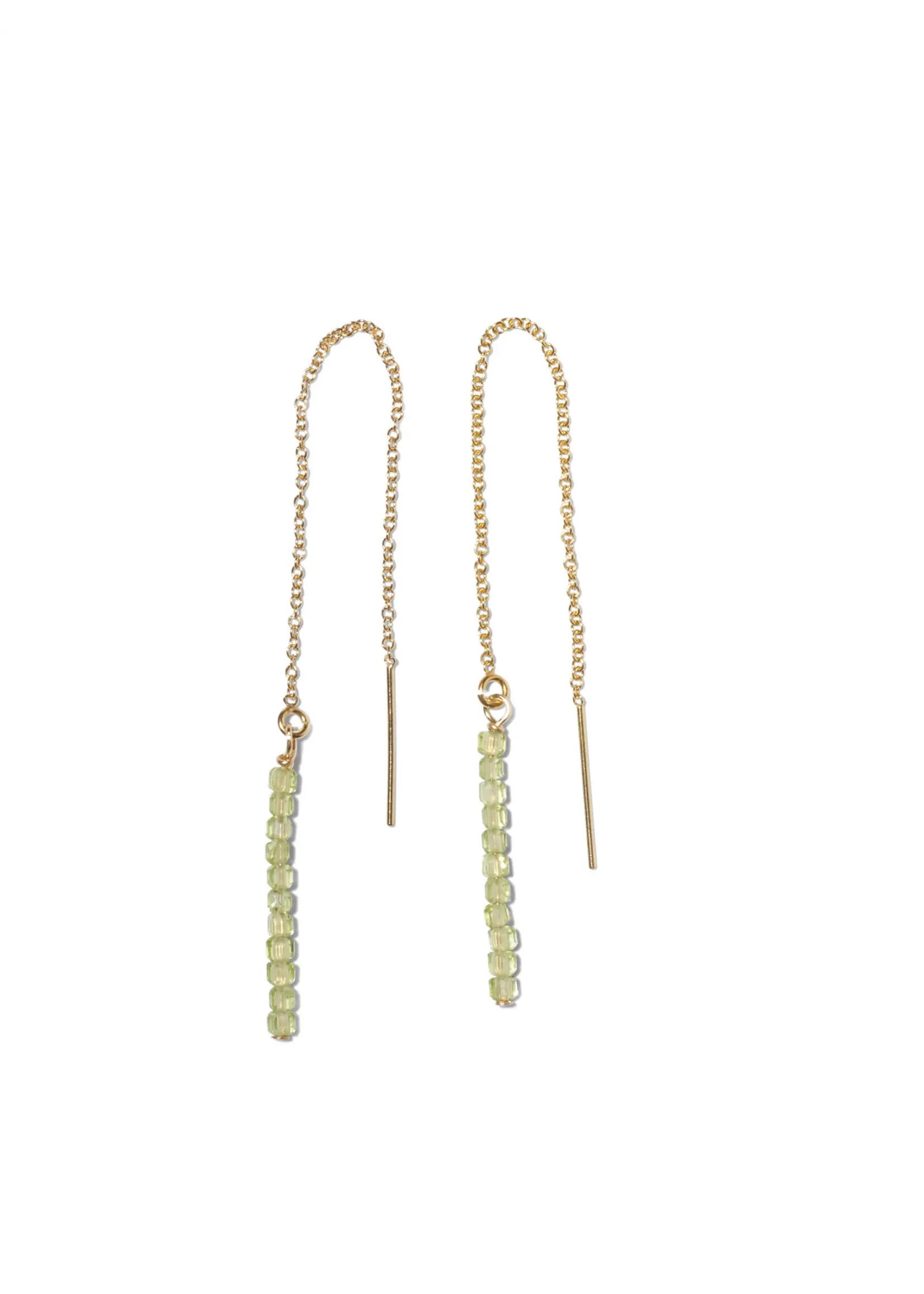 ANNA, chain earrings, 14-carat gold filled, peridot gemstones