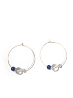 LILLY, Kreolen brutto, 14-karätiges Gold gefüllt, Labaradorit, Bergkristall, Lapislazuli