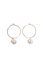 NORA, small creoles, 14k gold filled, freshwater cultured pearl