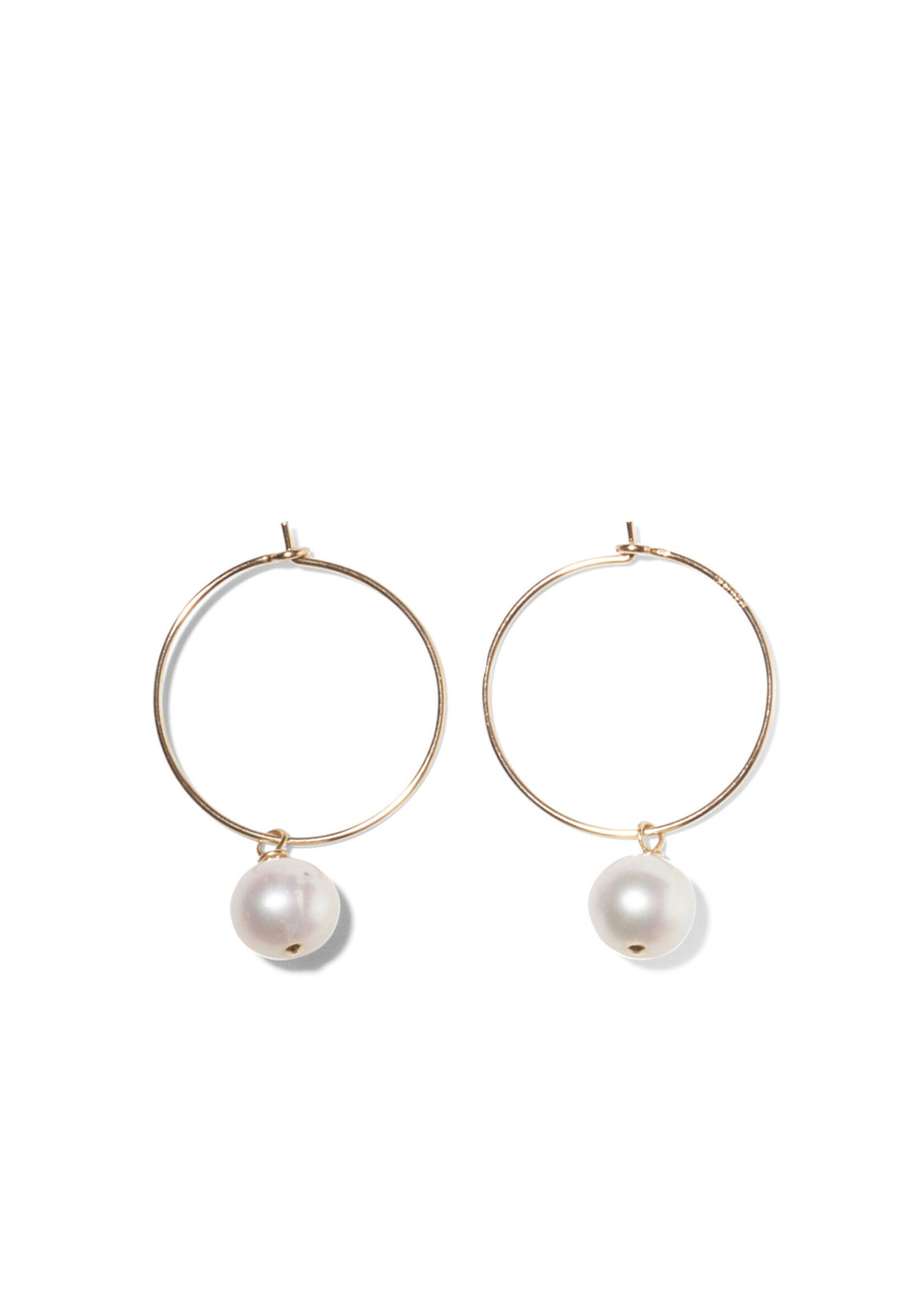 NORA, small creoles, 14k gold filled, freshwater cultured pearl