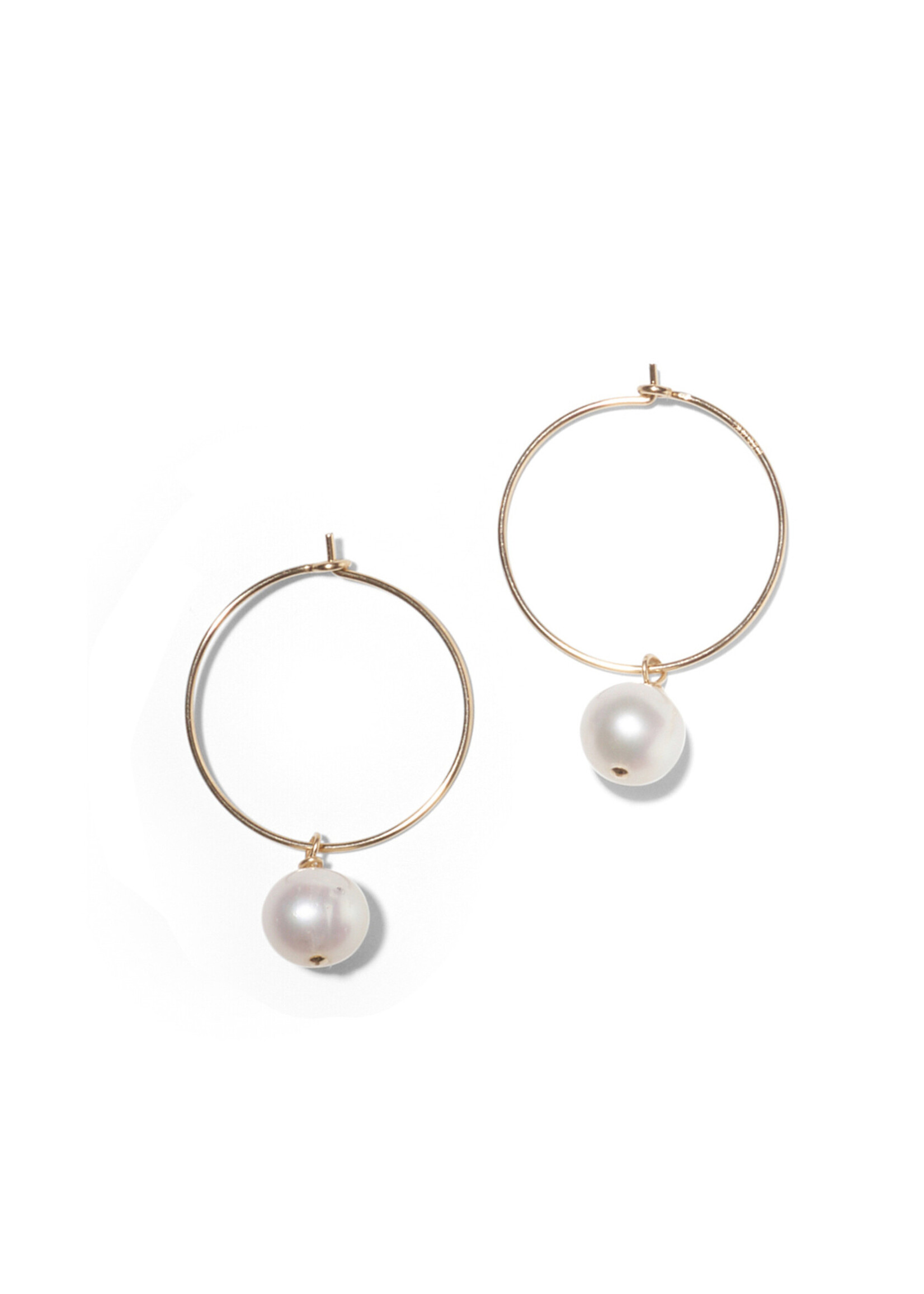 NORA, small creoles, 14k gold filled, freshwater cultured pearl