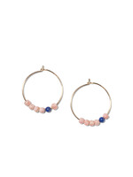 MILA, small hoop earrings, 14-carat gold filled, Rhodochrosite and Lapis Lazuli