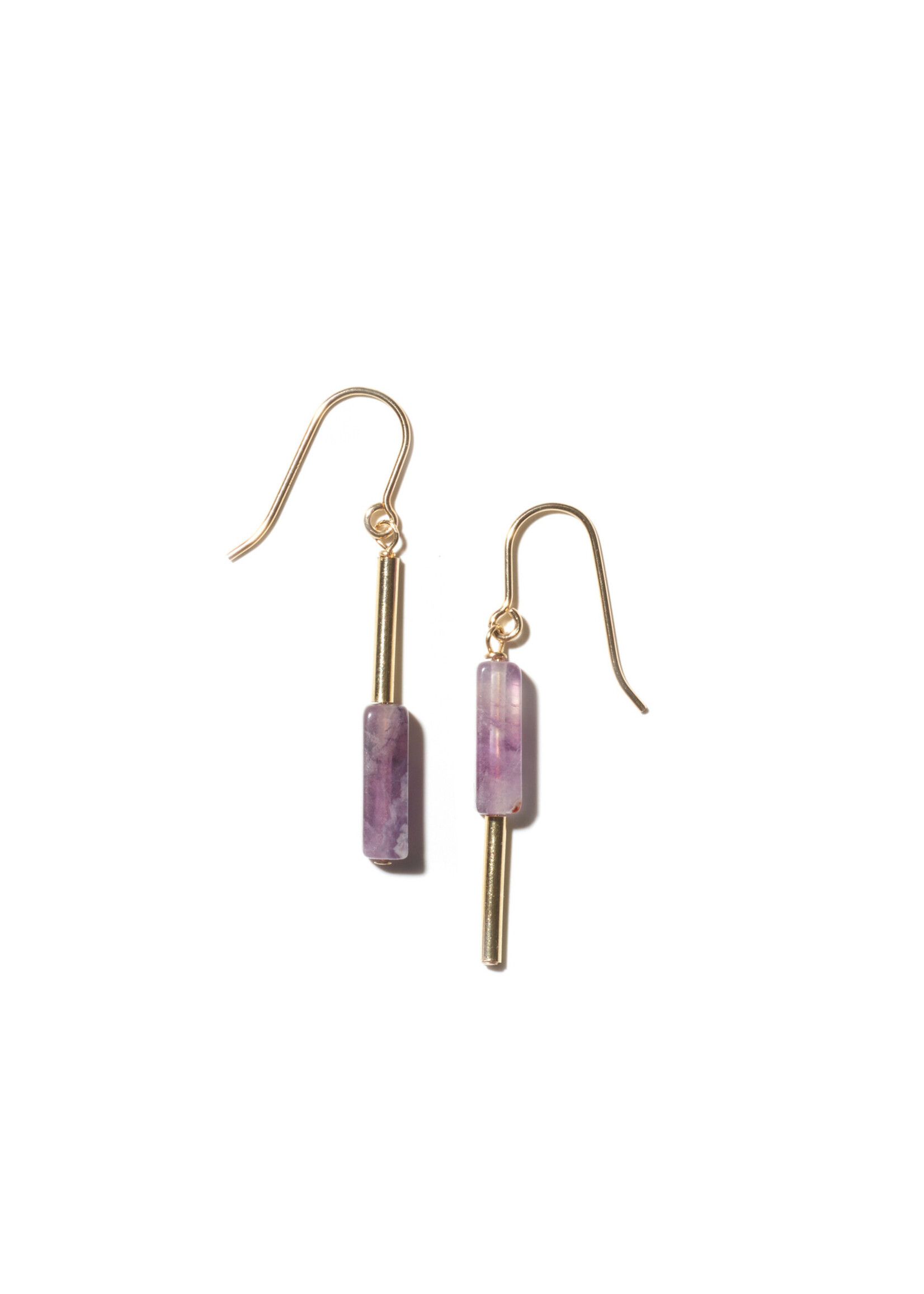 Boucles d'oreilles AINO 14 carats gold filled - Fluorite violette