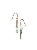 AINO Earrings 14-carat gold filled - Moss Agate white/green
