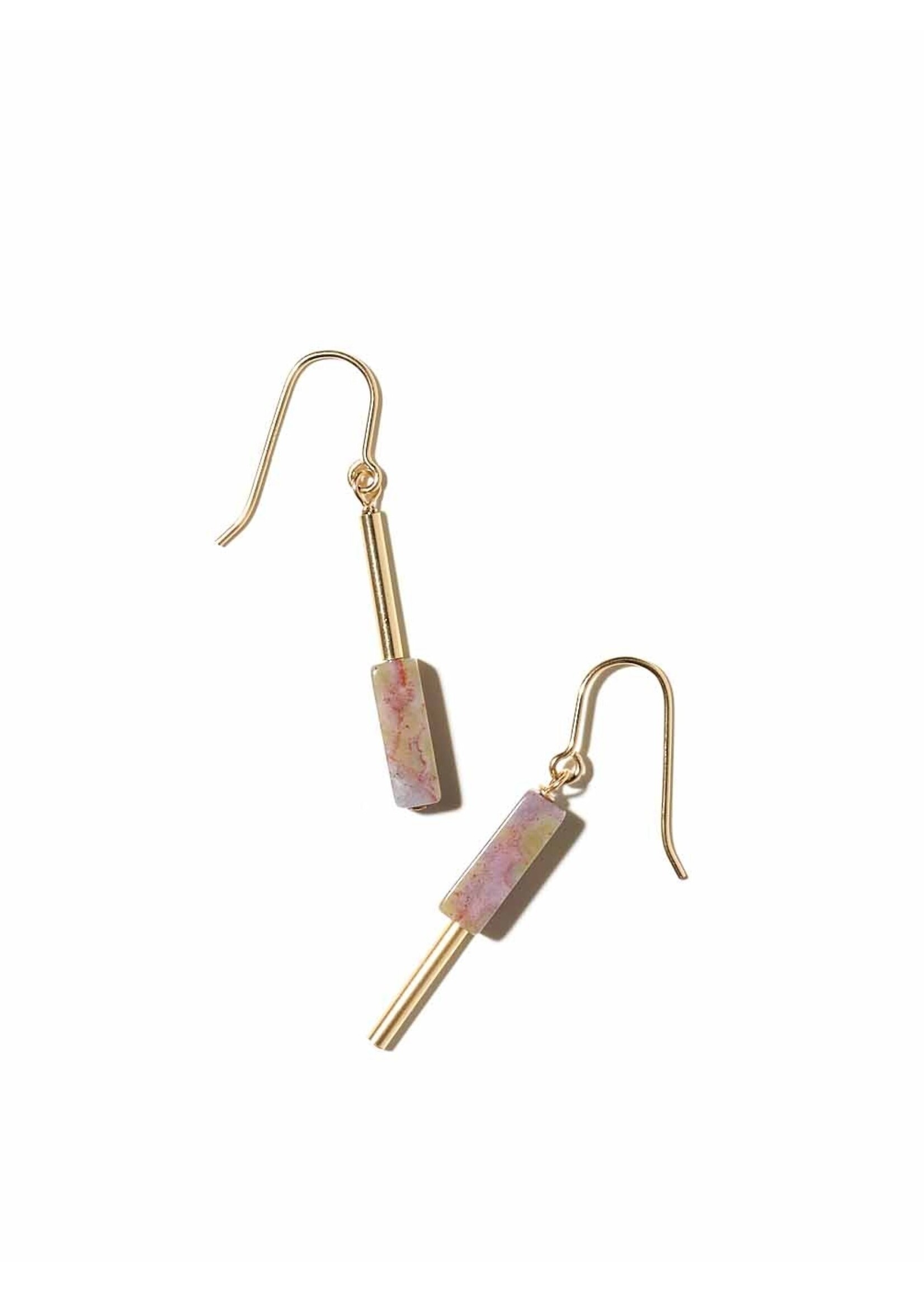 AINO Drop Earrings 14-Carat Gold Filled - Indian Agate, Pink/Yellow