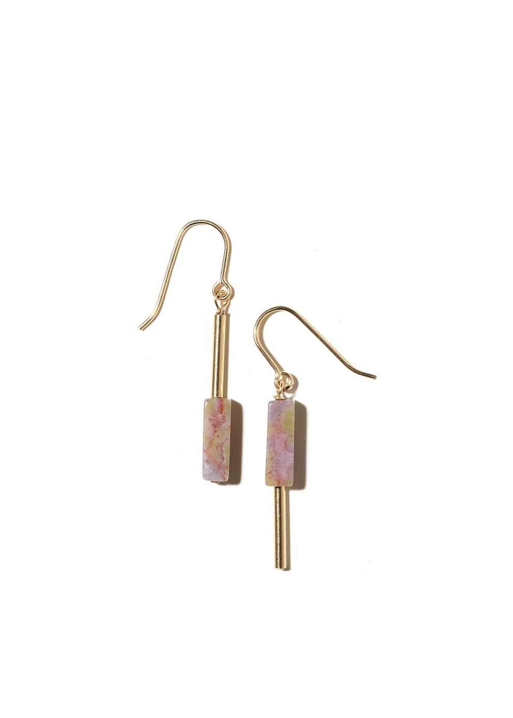 AINO Drop Earrings 14-Carat Gold Filled - Indian Agate, Pink/Yellow