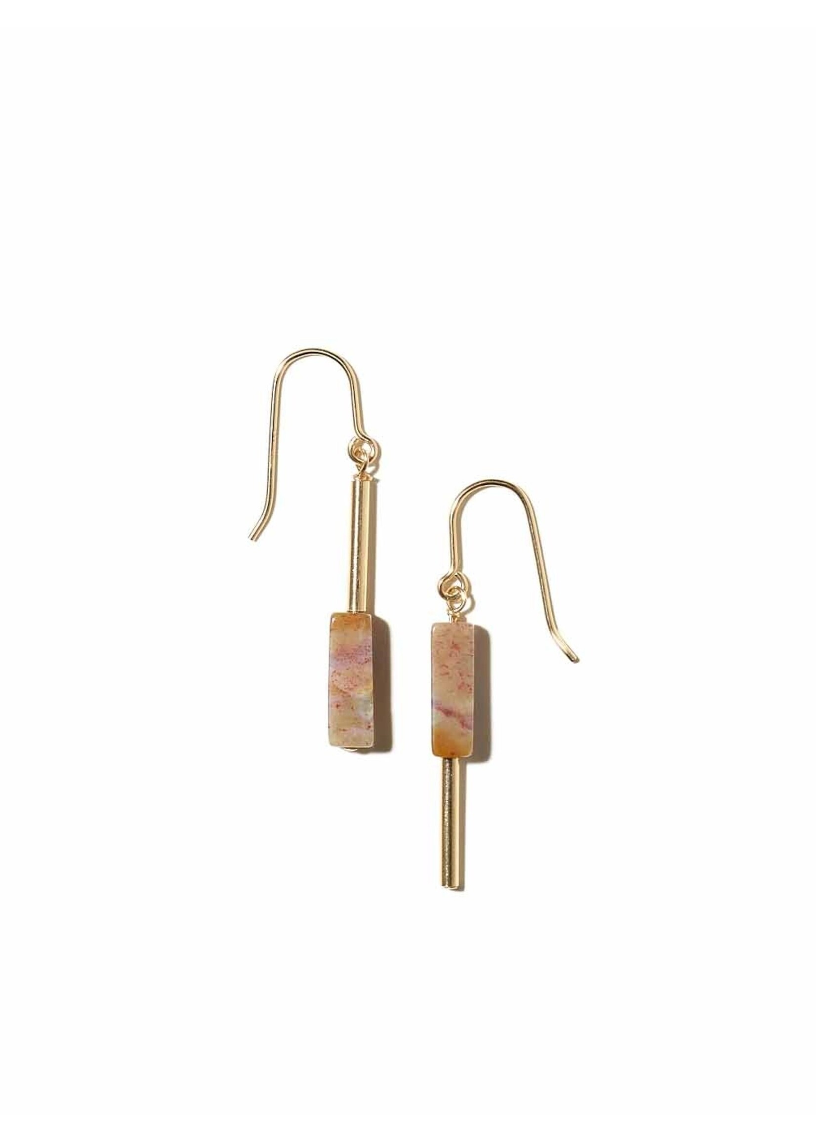 AINO Drop Earrings 14-Carat Gold Filled - Indian Agate, Pink/Yellow