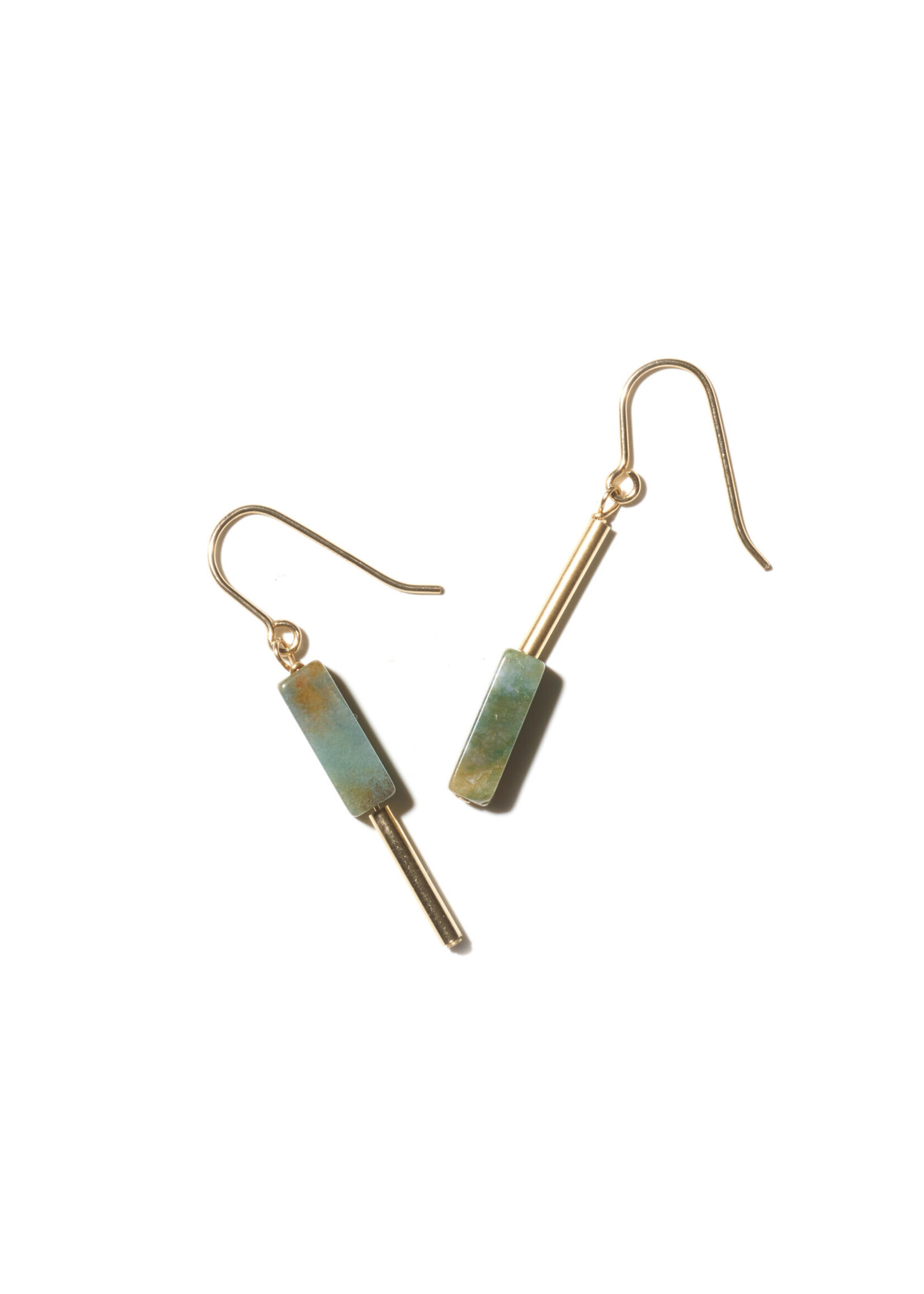 AINO Drop Earrings 14-karat Gold Filled - Indian Agate, Green/Orange/Yellow