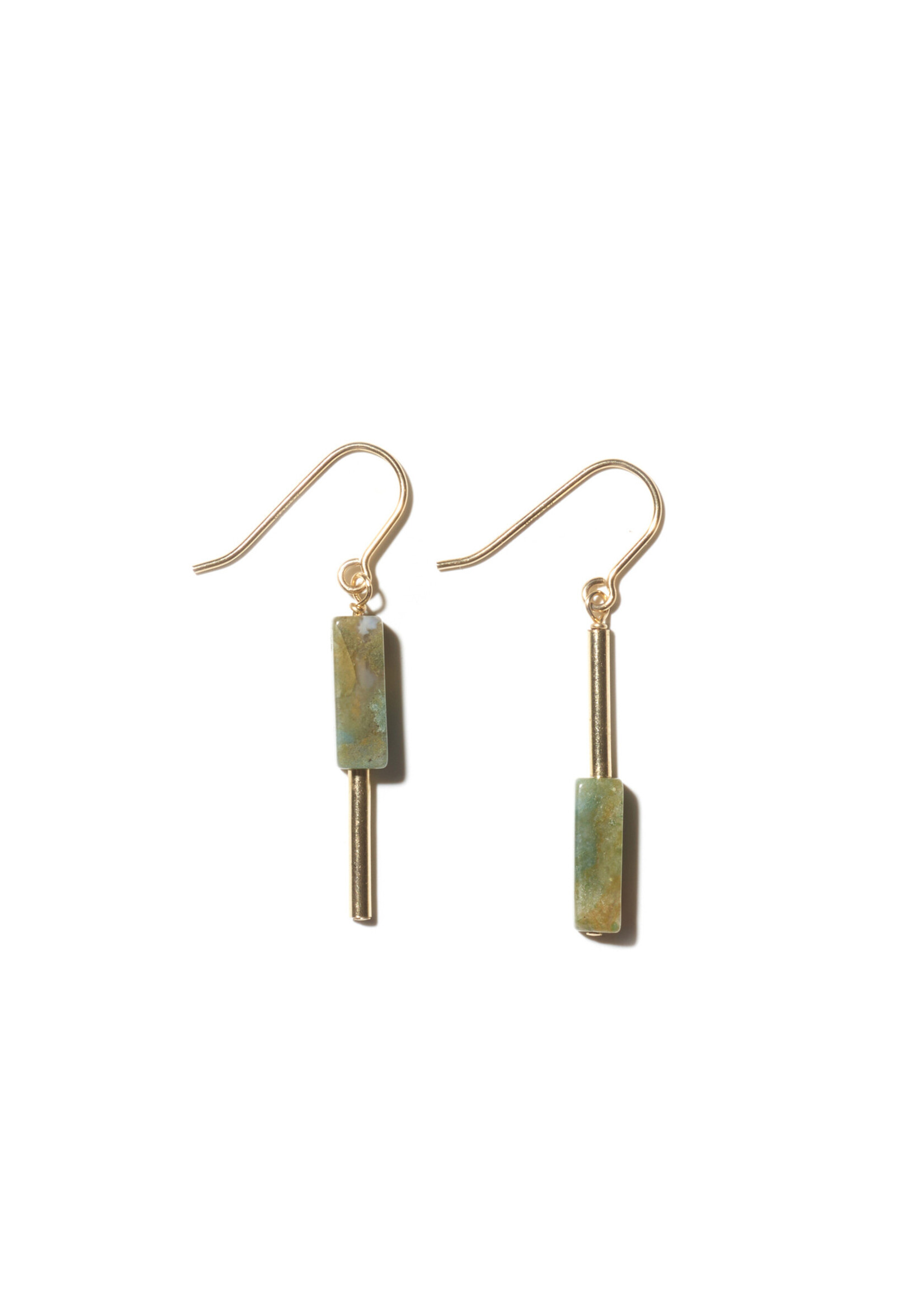 AINO Drop Earrings 14-karat Gold Filled - Indian Agate, Green/Orange/Yellow