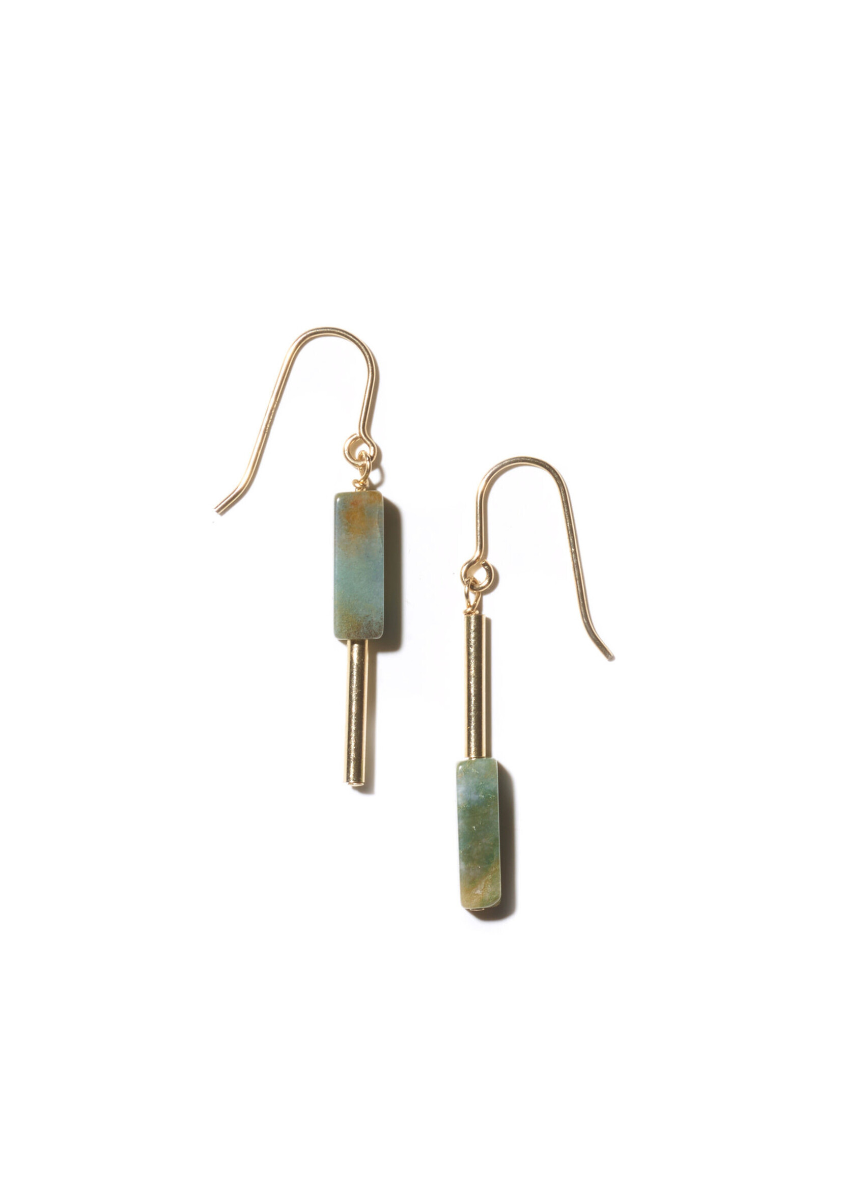 AINO Drop Earrings 14-karat Gold Filled - Indian Agate, Green/Orange/Yellow