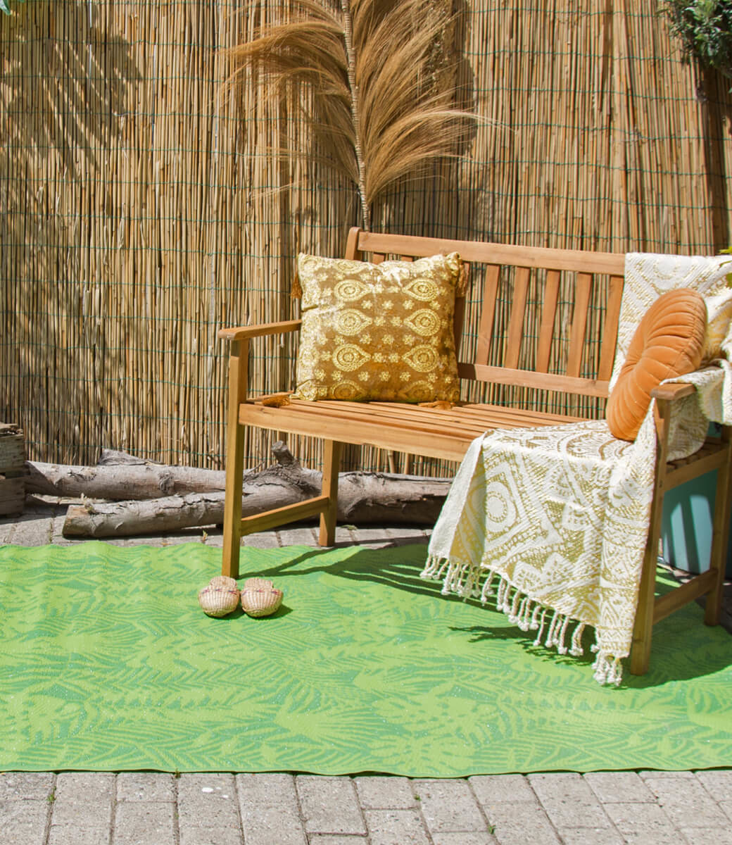 Grün Outdoor-Teppich mit Blumenmuster