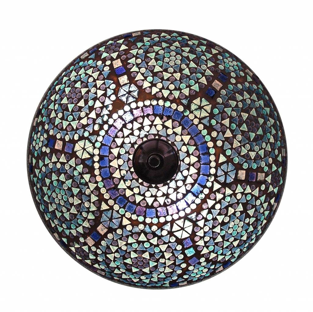 Orientalische Deckenlampe mit blau-türkisfarbenem Mosaik