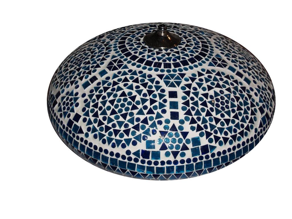 Orientalische Deckenlampe mit blau-türkisfarbenem Mosaik